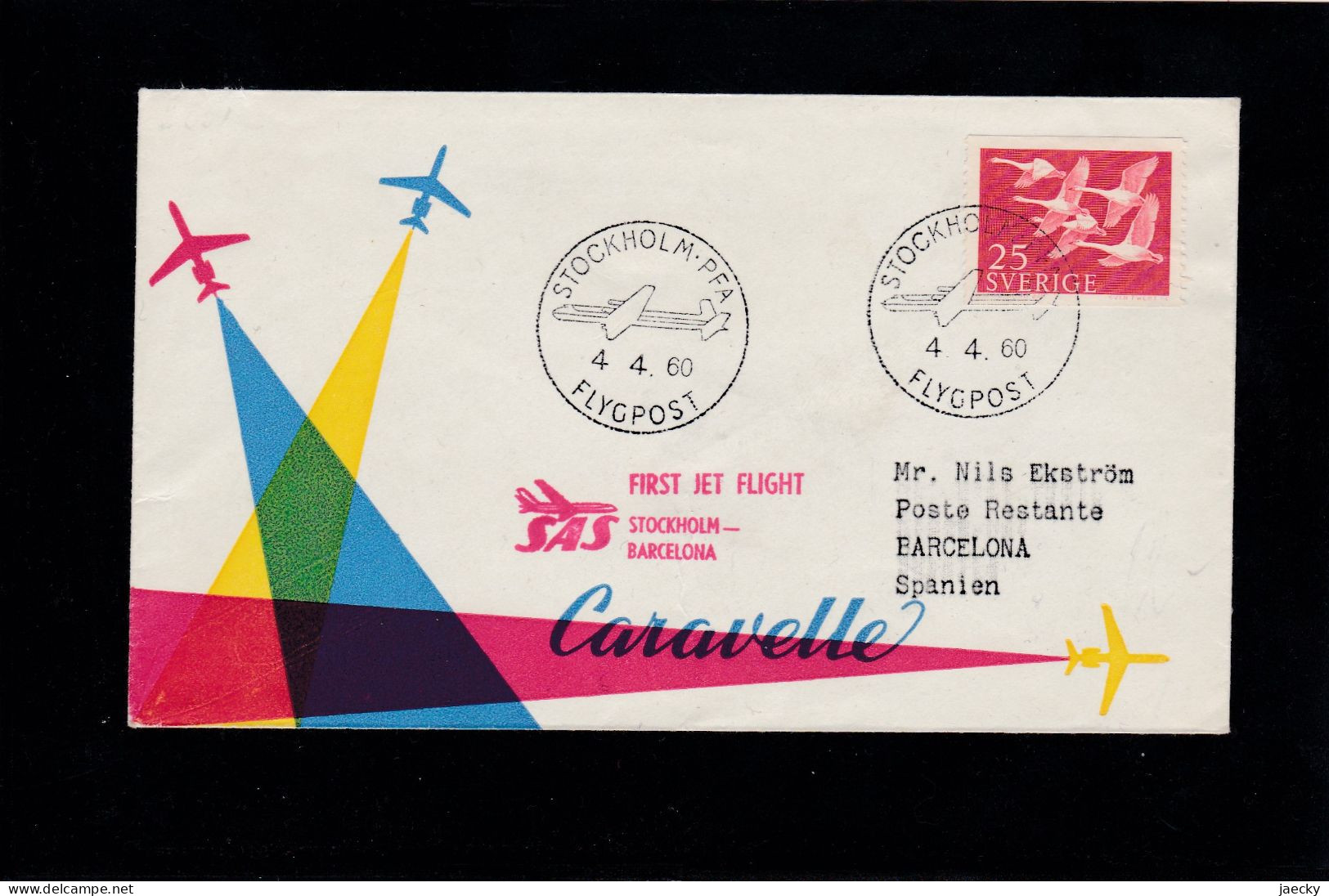 SAS-Erstflug Stockholm - Barcelona, 4.4.60 - Cartas & Documentos