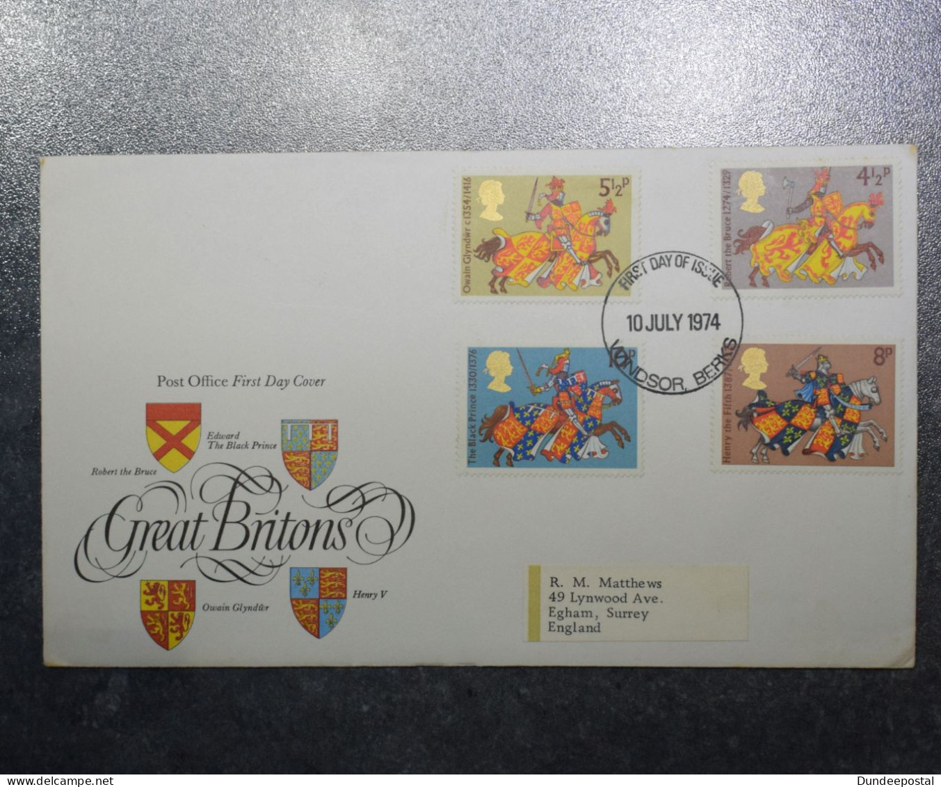 GB STAMPS  FDC Great Britons  1974   (2)   ~~L@@K~~ - 1971-1980 Em. Décimales