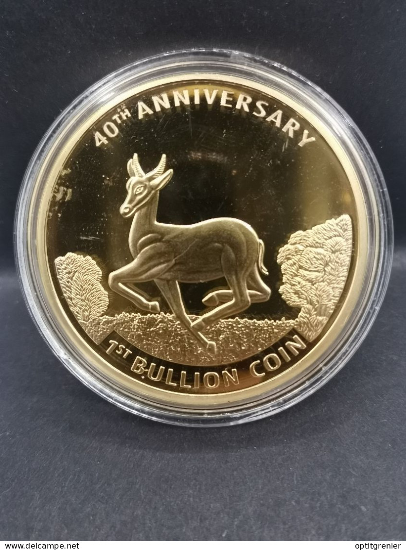 MEDAILLE 40mm 40ème Anniversaire Du 1er Lingot KRUGERRAND / AFRIQUE / Cuivre Doré - Autres & Non Classés