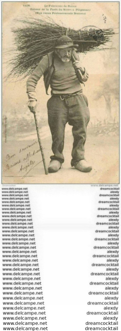 WW 29 VIEUX BRETONS. Le Fabricant De Balais De Retour De La Forêt Du Névet à Plogonnec. Destinataire à Ajaccio Vers 1900 - Névez