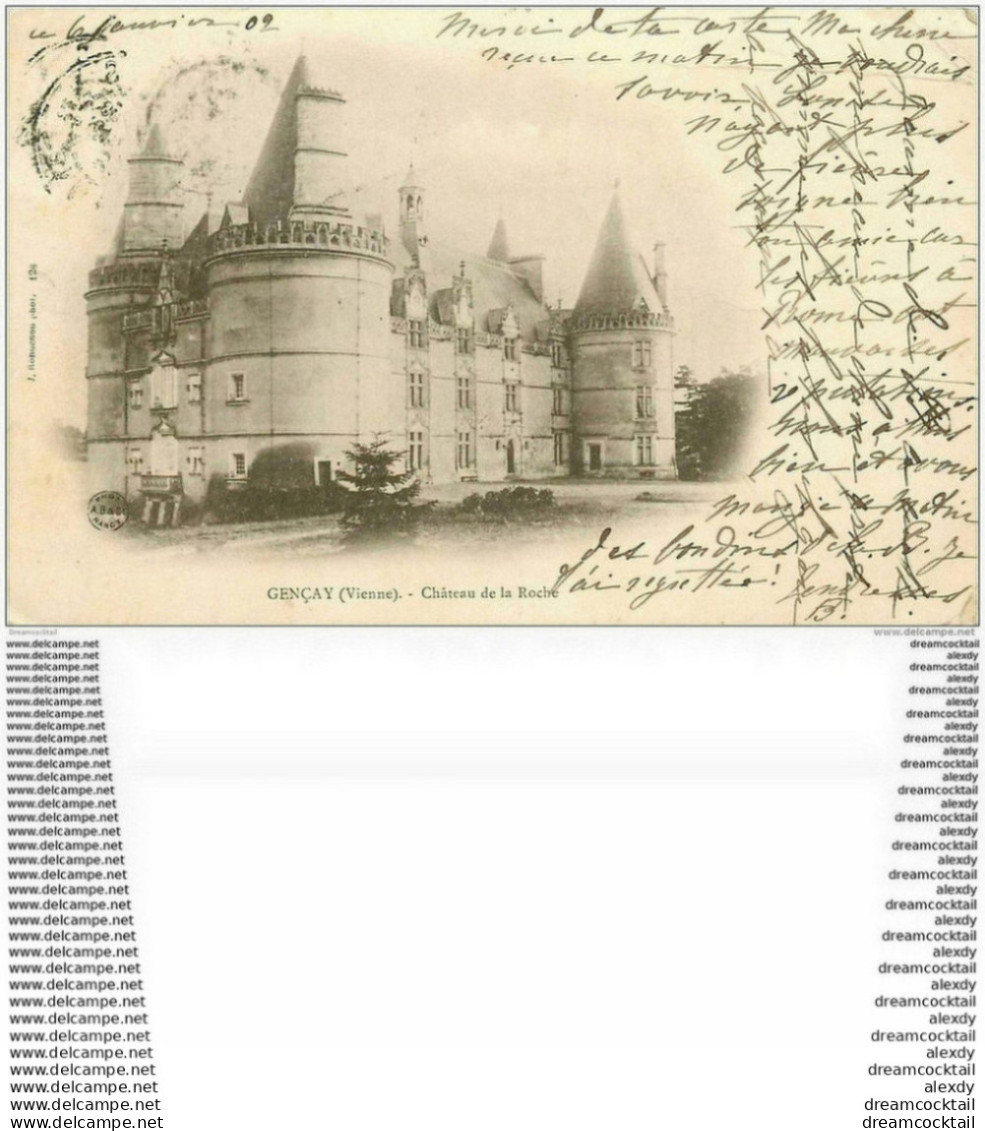 86 GENCAY. Château De La Roche 1902 écriture Croisée - Gencay