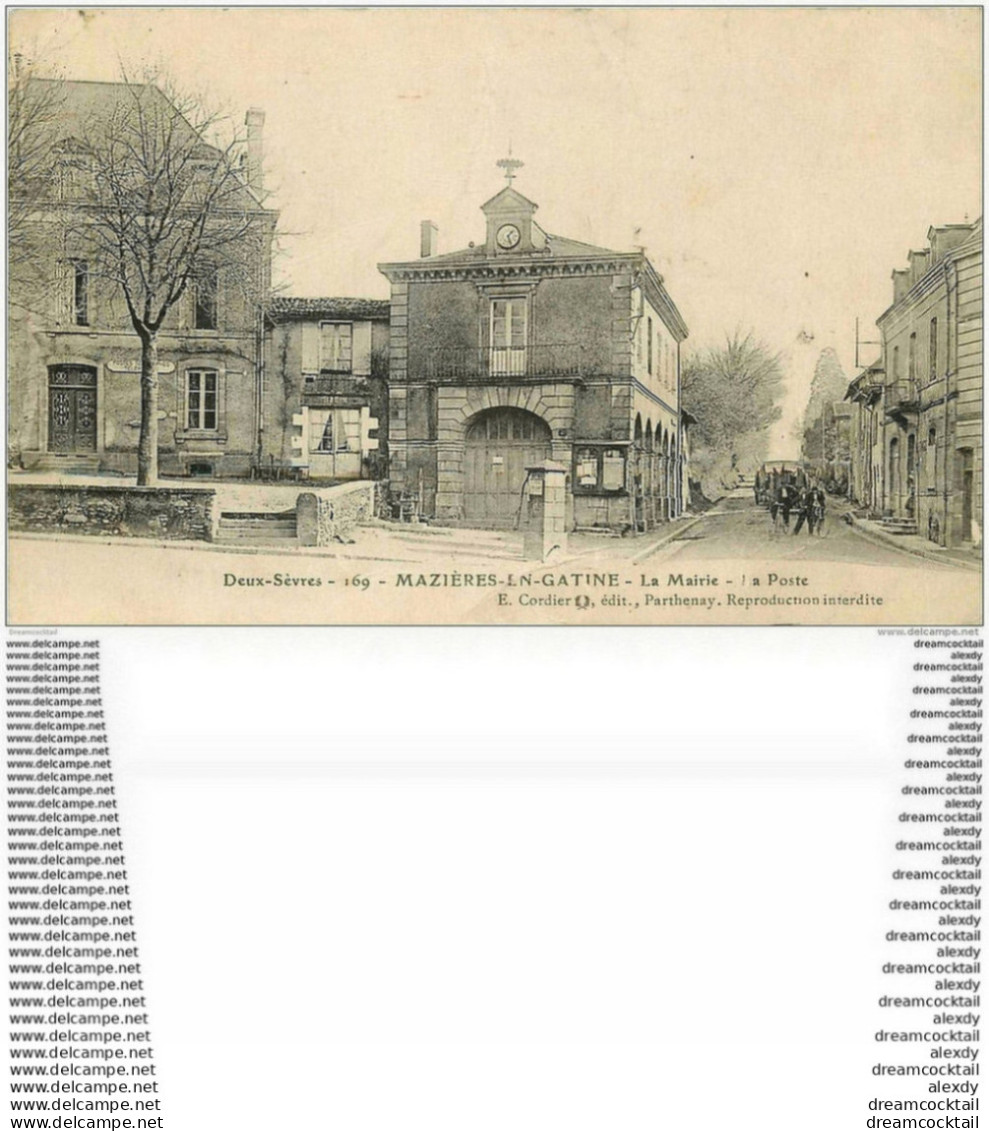 79 MAZIERES-EN-GATINE. La Poste Et La Mairie 1917 - Mazieres En Gatine