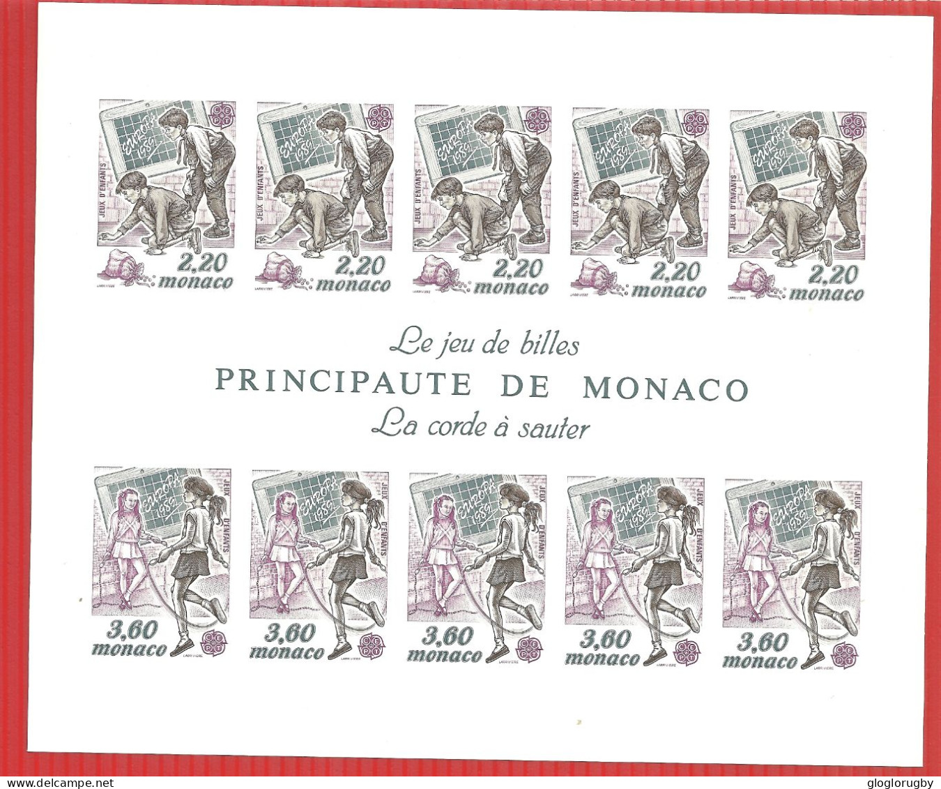 Monaco BLOC FEUILLET N°45 A NON DENTELE LE JEU DE BILLE LA CORDE A SAUTER   SUPERBE Et RARE - Variétés