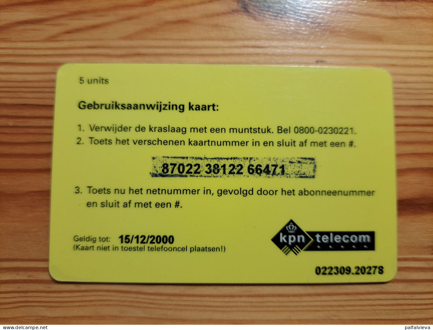Prepaid Phonecard Netherlands, Kpn Telecom - Yellow - Cartes GSM, Prépayées Et Recharges