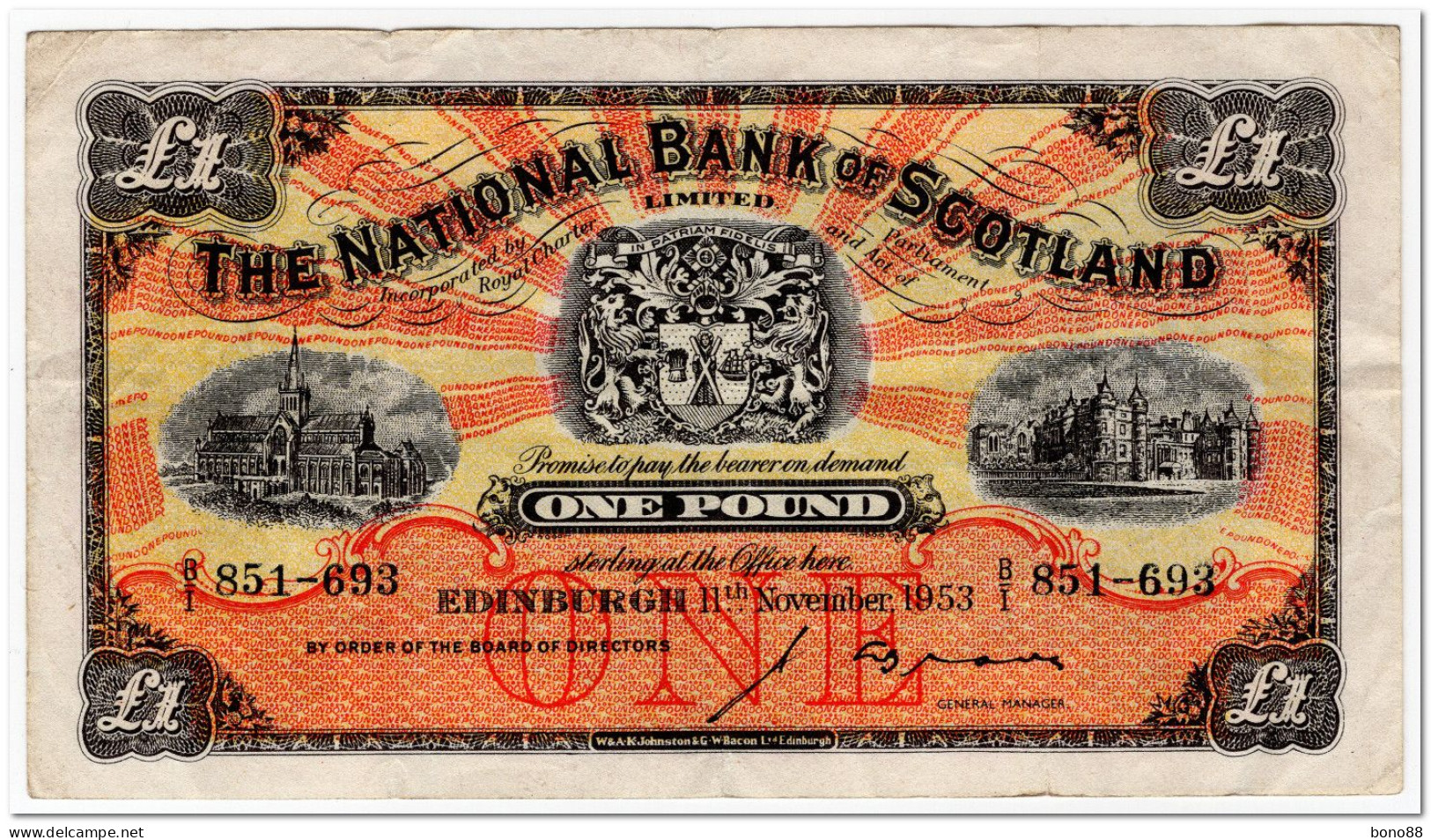 SCOTLAND,THE NATIONAL BANK OF SCOTLAND,1 POUND,1953,P.258c,aVF - 1 Pound