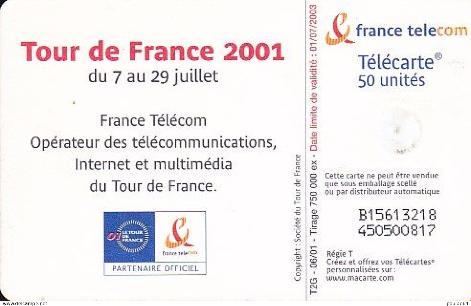 F1141  06/2001 - TOUR DE FRANCE 2001 " Affiche " - 50 GEM2 - 2001