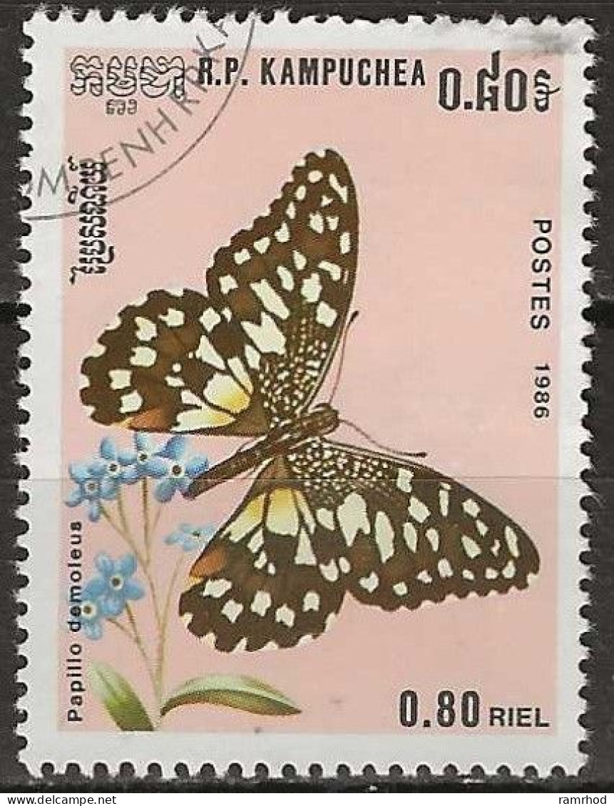 KAMPUCHEA 1986 Butterflies - 80c. - Chequered Swallowtail FU - Kampuchea