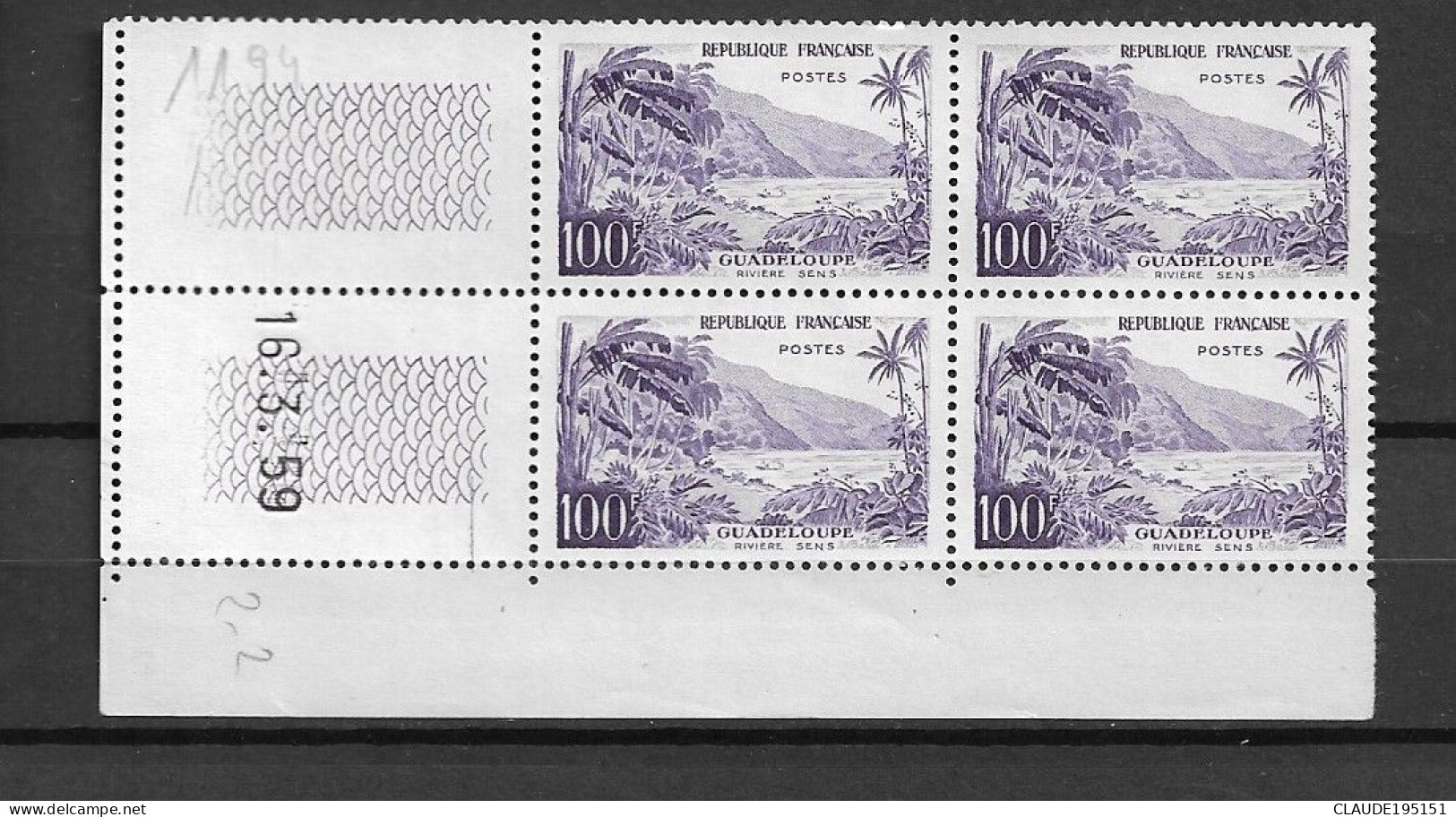 FRANCE 1959 N°1194**  GOMME D'ORIGINE SANS CHARNIÈRE COINS DATES 16.3.59  TTB   COTE: 175.00€   2 SCANS - 1950-1959