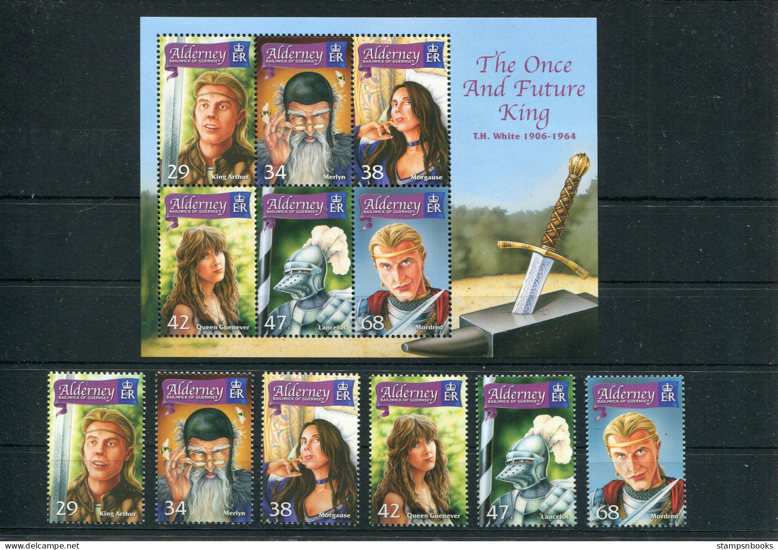 2006 Alderney King Arthur (unmounted Mint) Set + Miniature Sheet - Alderney