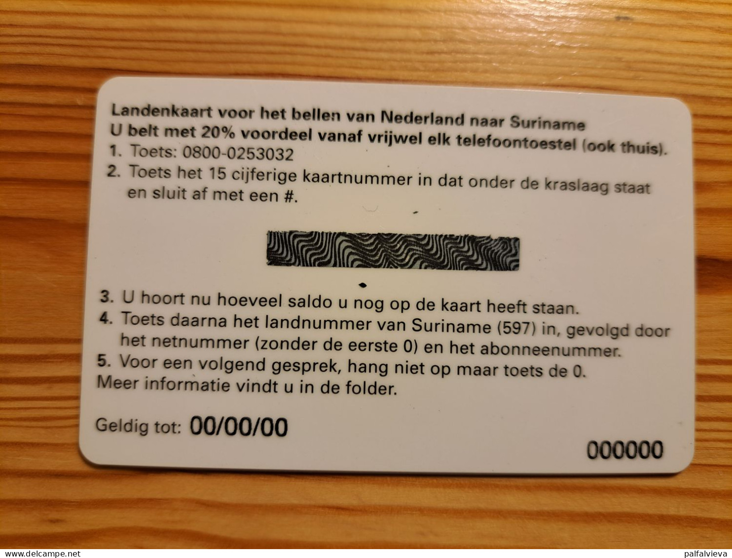 Prepaid Phonecard Netherlands, Ptt Telecom - Surinamekaart Exp: 00/00/00 - Cartes GSM, Prépayées Et Recharges