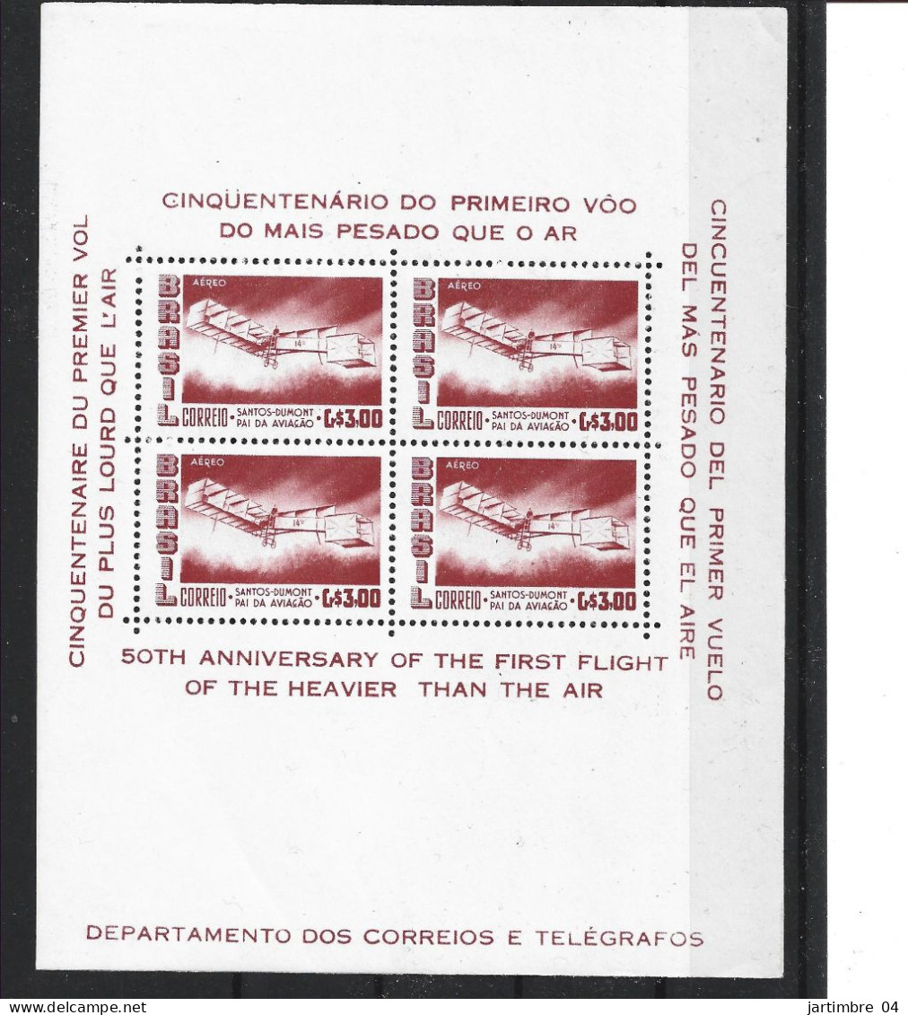 1956 BRESIL BF 12** Avion, Santos-Dumont - Blocks & Sheetlets