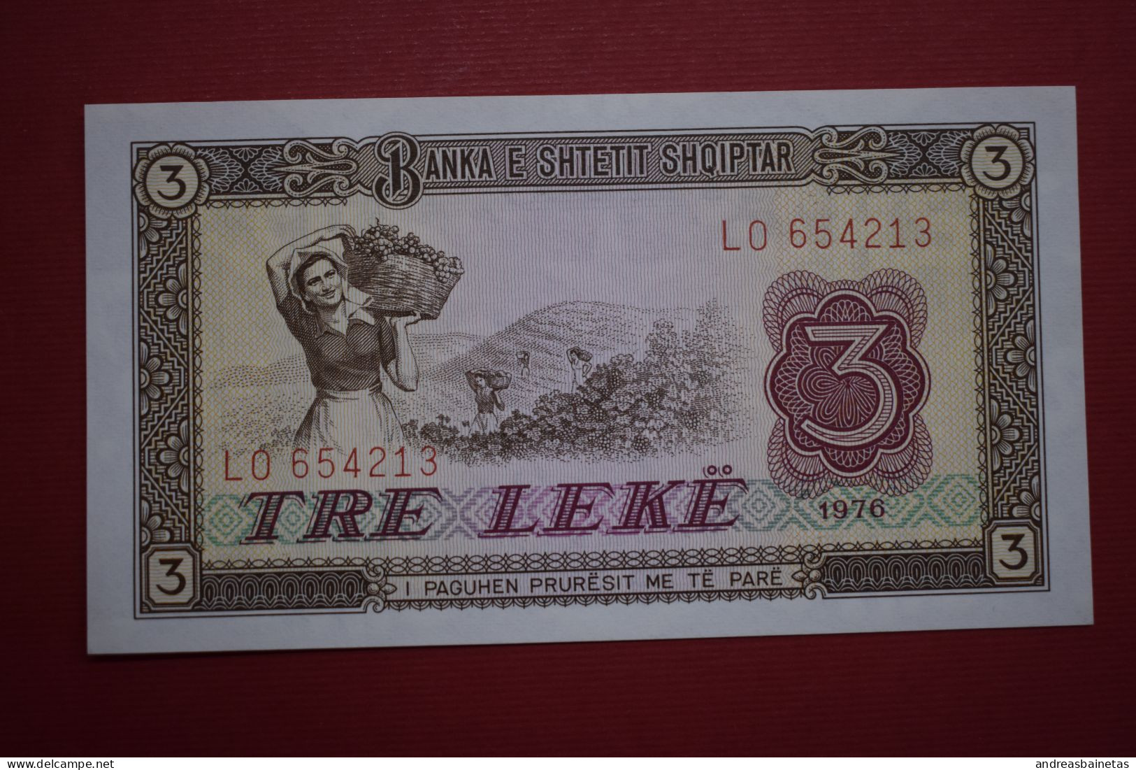 Banknotes Albania 3 Lekë  1976 Very Fine P# 34 - Albanie