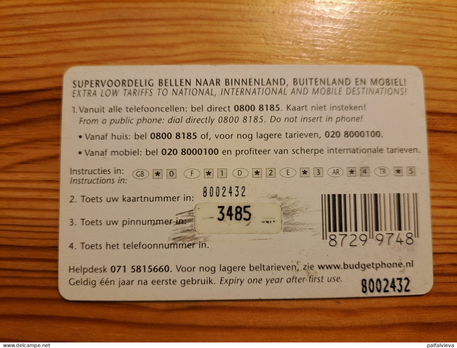 Prepaid Phonecard Netherlands, Budget Phone - [3] Tarjetas Móvil, Prepagadas Y Recargos