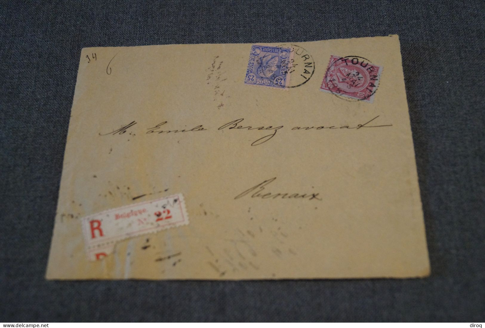Très Bel Envoi De 1887,envoi Recommandé N° 22 Tournai , Belles Oblitérations - 1884-1891 Leopold II
