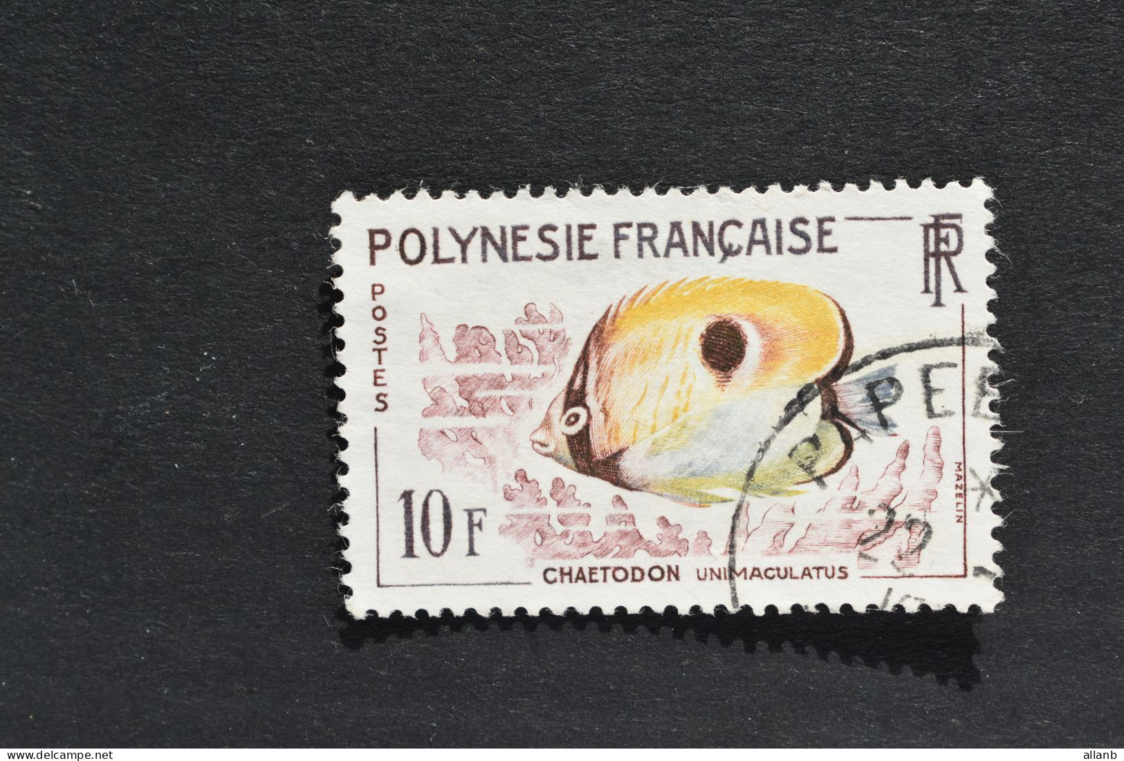 Polynésie Française - 1962 Poissons Chaetodon Unimaculatus N° 19 Oblitéré - Usados