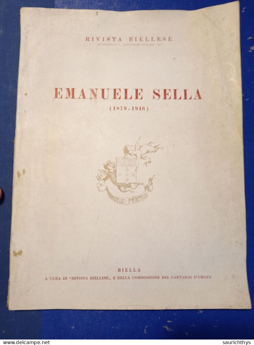 Emanuele Sella - Quaderno N. 5 Biella A Cura Di Rivista Biellese E Della Commissione Del Cartario D'Oropa 1947 - Historia Biografía, Filosofía