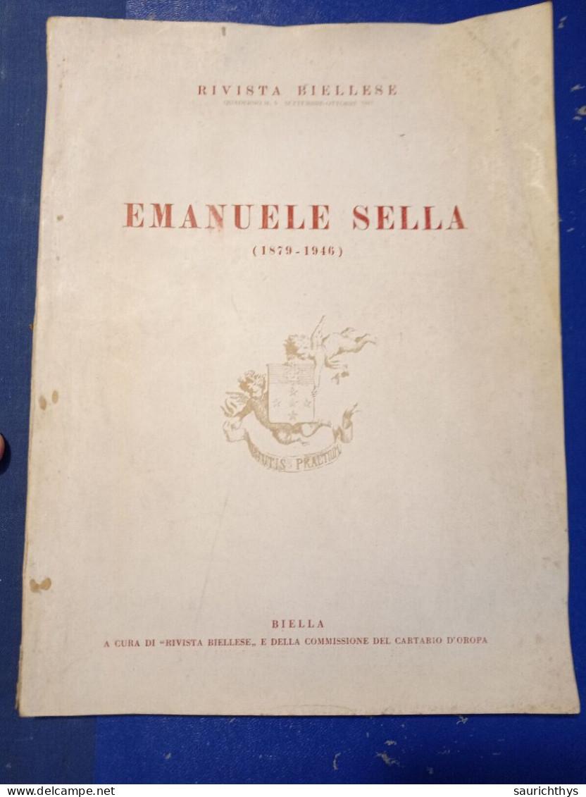 Emanuele Sella - Quaderno N. 5 Biella A Cura Di Rivista Biellese E Della Commissione Del Cartario D'Oropa 1947 - History, Biography, Philosophy