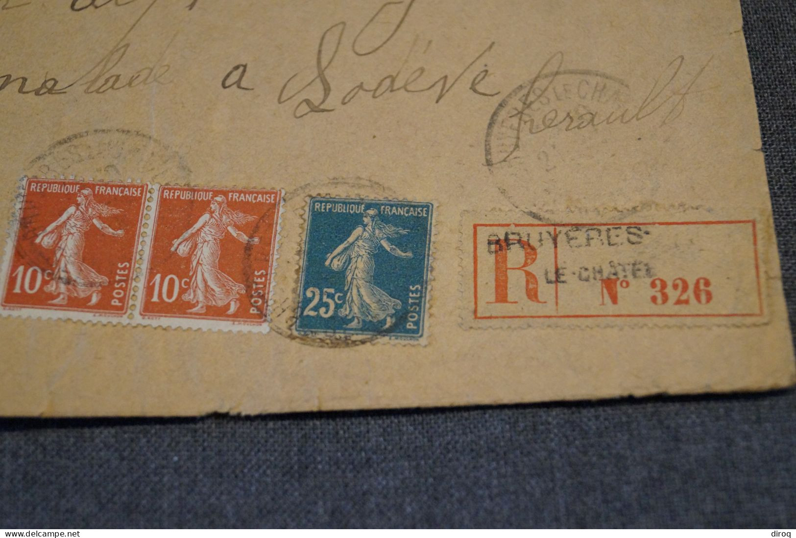 Superbe Ancien Envoi Recommandé N° 326,Bruyère-le-Chatel, Pour Collection - Storia Postale