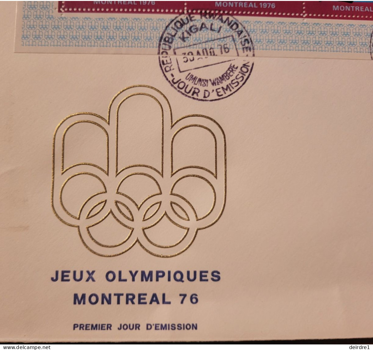 RWANDA ENVELOPPE 1ER JOUR 30/08/1976 JEUX OLYMPIQUES DE MONTREAL BANDE SPORT  ETAT NEUF - Altri & Non Classificati