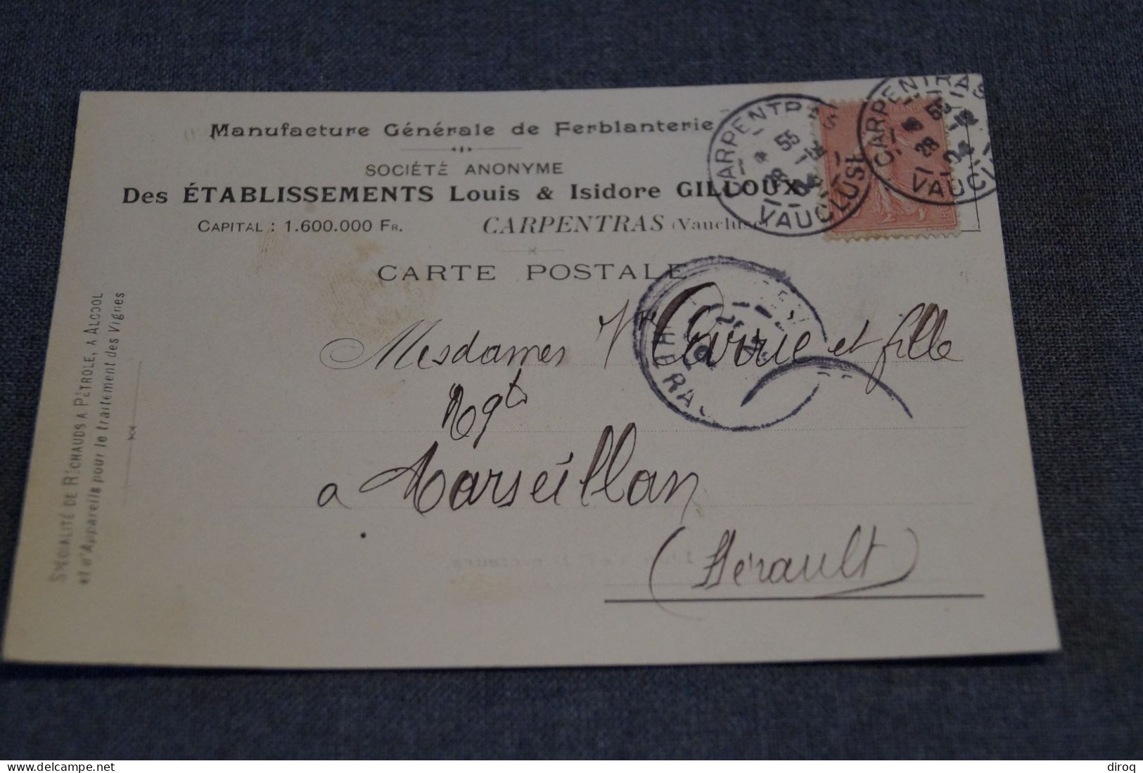 Superbe Ancien Envoi , Carpentras Vaucluse 1904, Pour Collection - Briefe U. Dokumente
