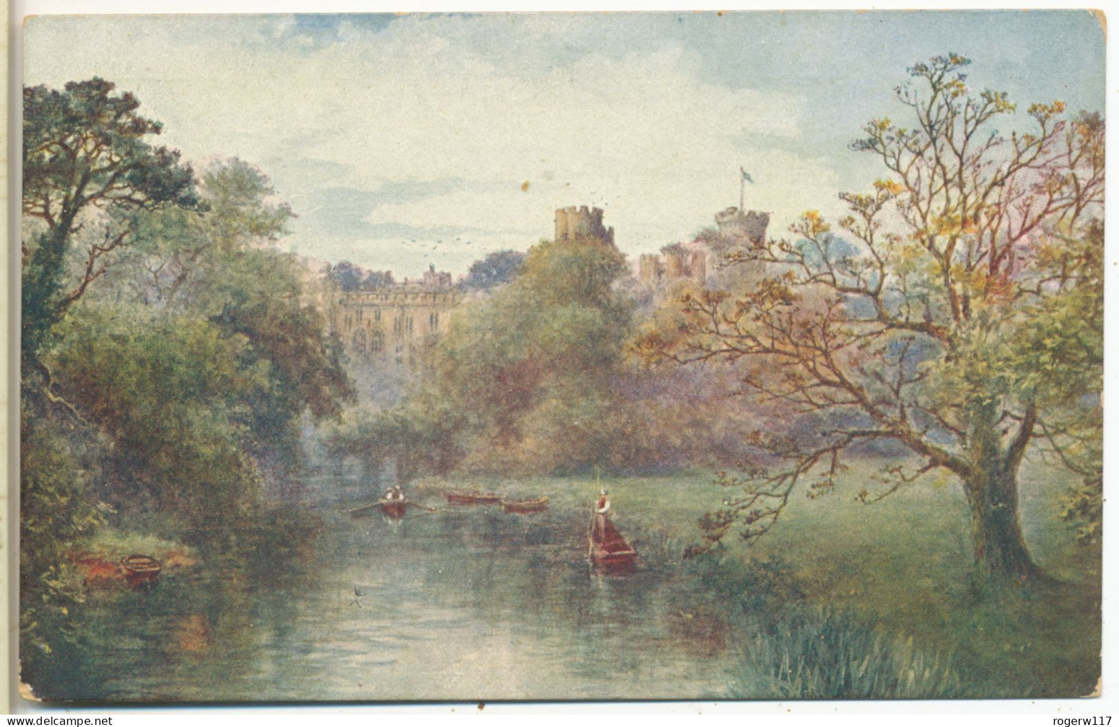 Warwick Castle From The Bridge, W. W. Quatremain Watercolour Postcard - Warwick