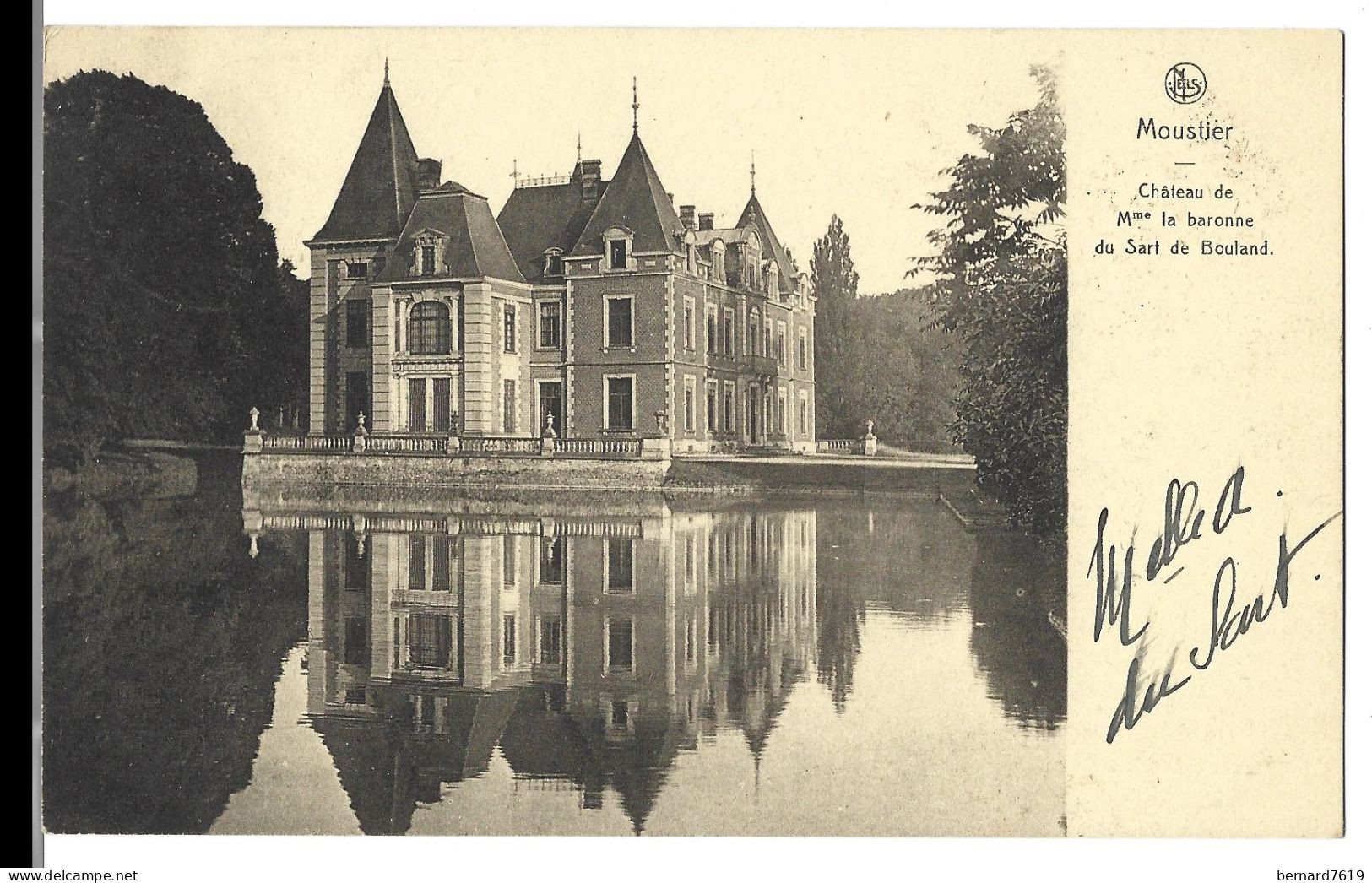 Belgique  -  Moustier   Sur Sambre -  Chateau  De Mme  La Baronne  Du Sart  De Bouland - Carte Signee Par Elle - Jemeppe-sur-Sambre