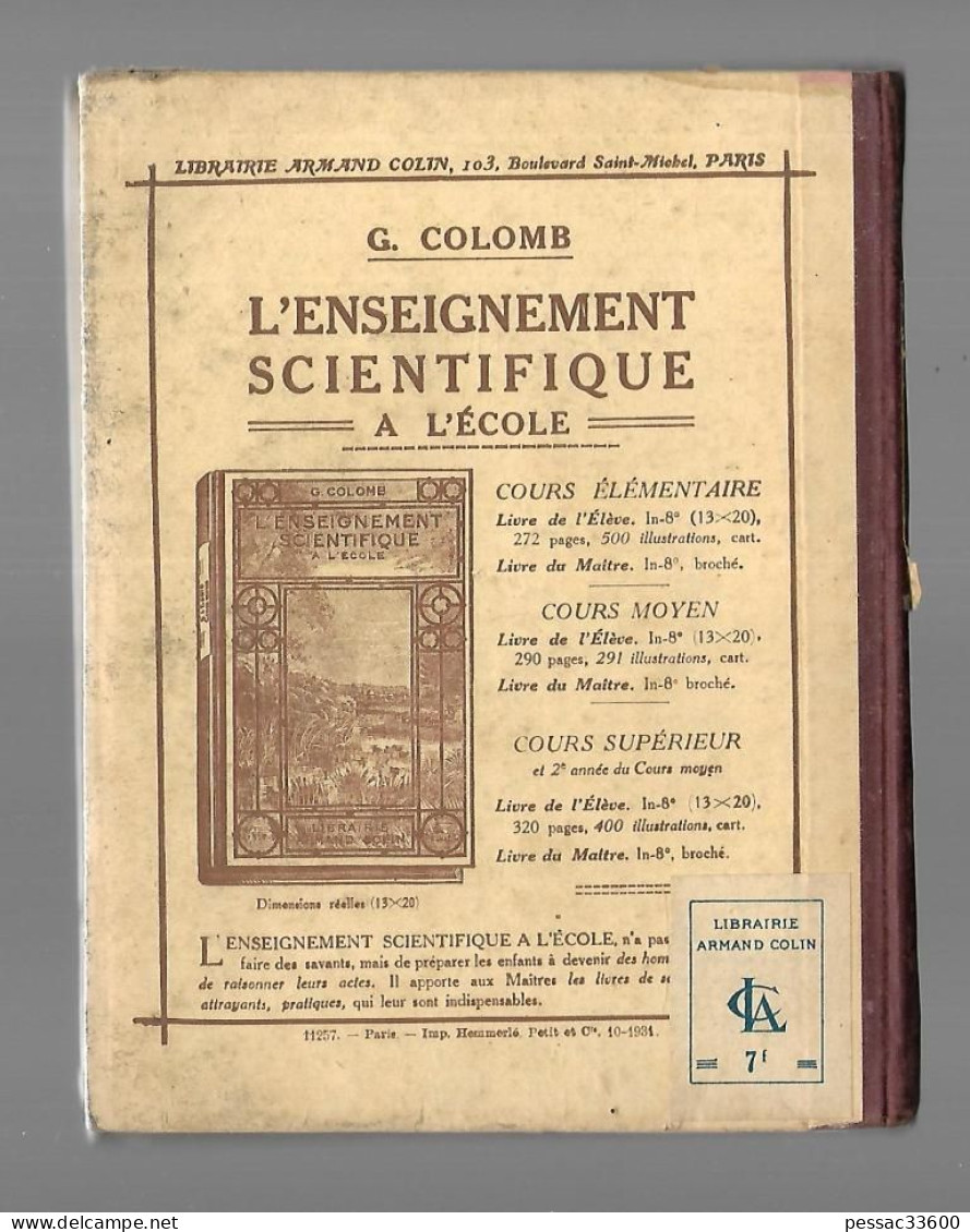 Leçons De Choses En 650  Gravures G. Colomb 1931 RE BE Librairie Armand Colin - Sciences
