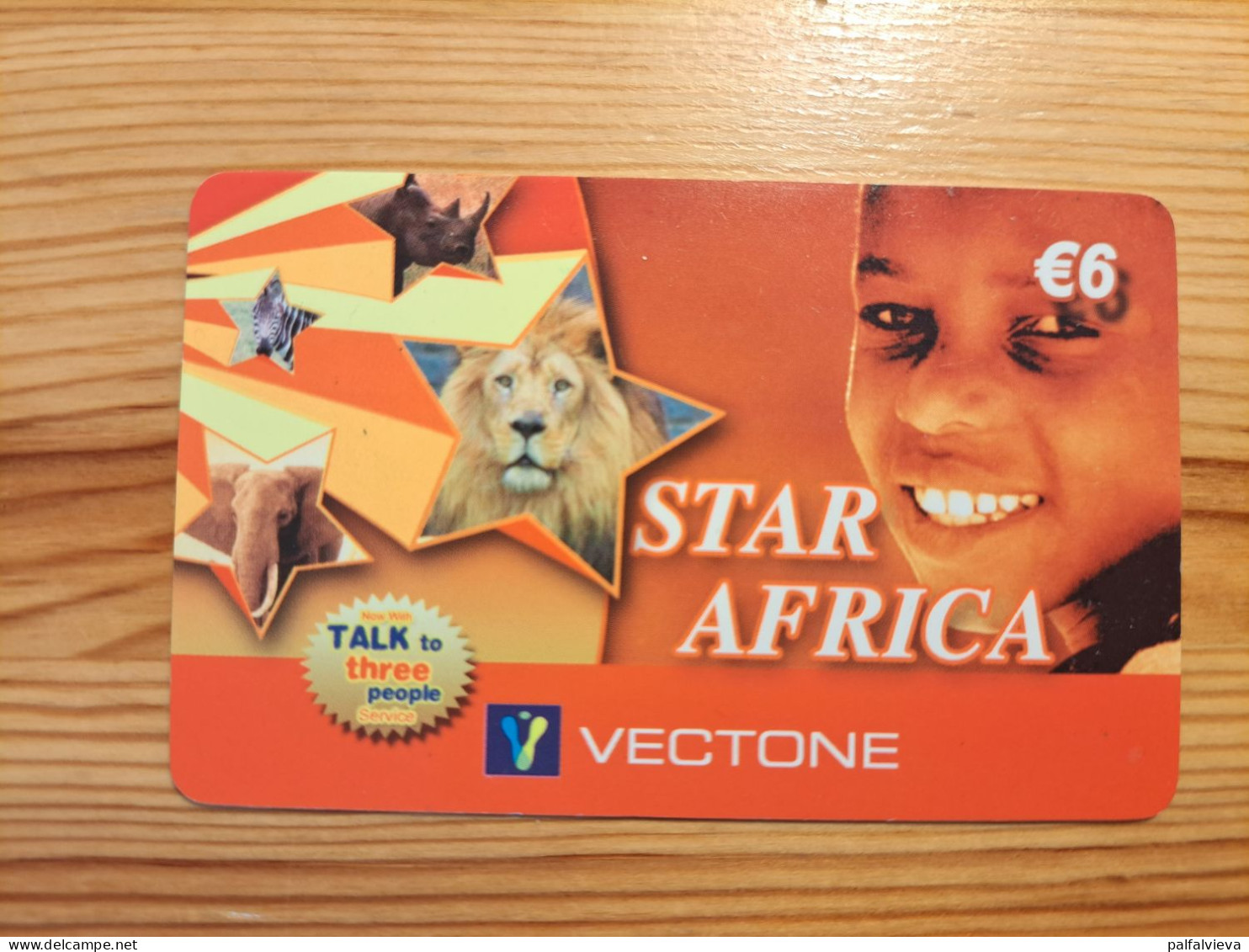 Prepaid Phonecard Netherlands, Star Africa - Lion, Elephant, Zebra, Rhino - Cartes GSM, Prépayées Et Recharges