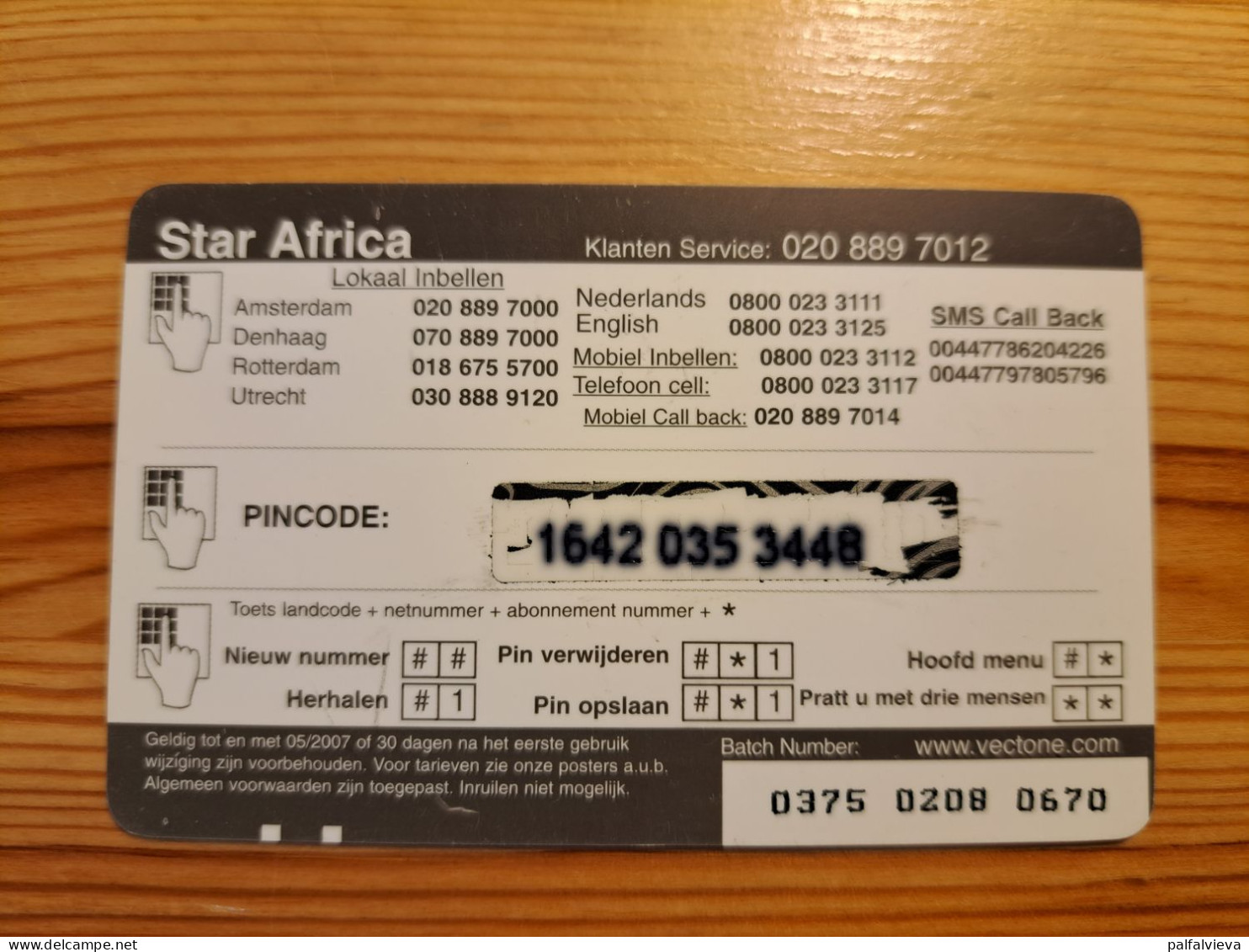 Prepaid Phonecard Netherlands, Star Africa - Lion, Elephant, Zebra, Rhino - [3] Sim Cards, Prepaid & Refills