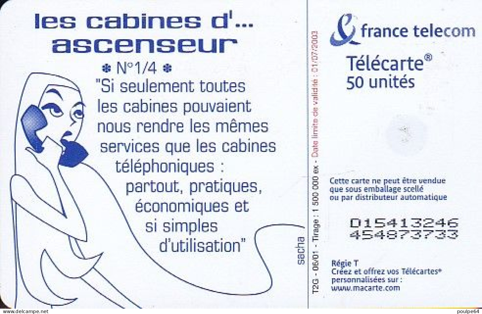 F1153  06/2001 - LES CABINES ASCENSEUR - 50 OB2 - 2001