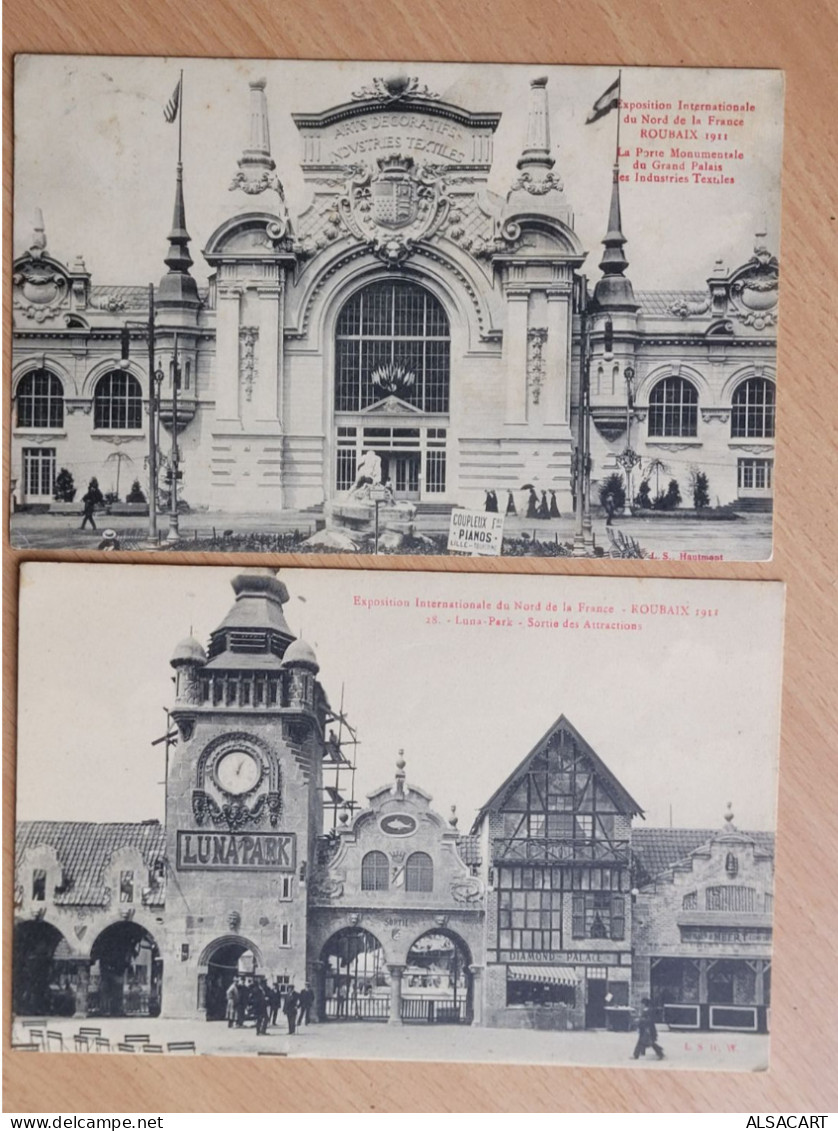 Exposition Internationale  Roubaix1911 , Luna Park  , 2 Cartes - Roubaix