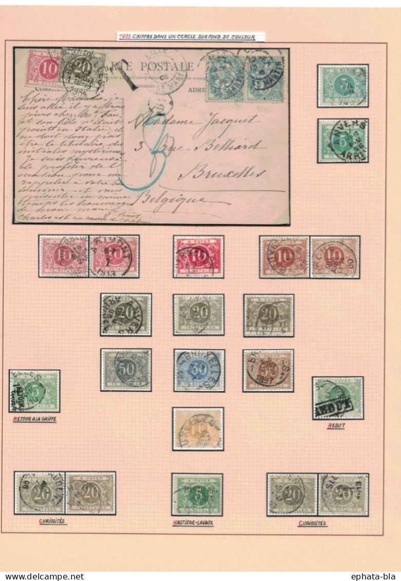 Lot Timbres Taxe * Et Obl. Oblitération: Rebut, Retour, Hastière-Lavaux, L'Eglise, Lophen, Hornu, Bruxelles - Other & Unclassified