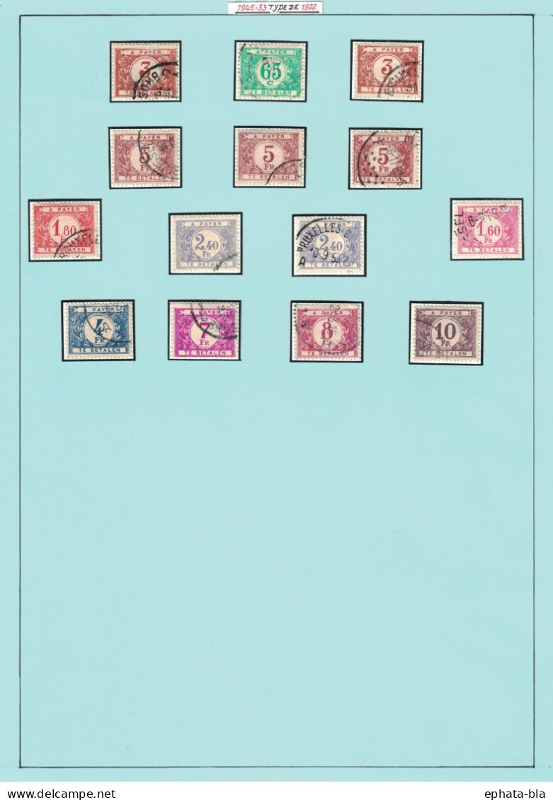 Lot timbres Taxe * et obl. Oblitération: rebut, retour, Hastière-Lavaux, L'Eglise, Lophen, Hornu, Bruxelles