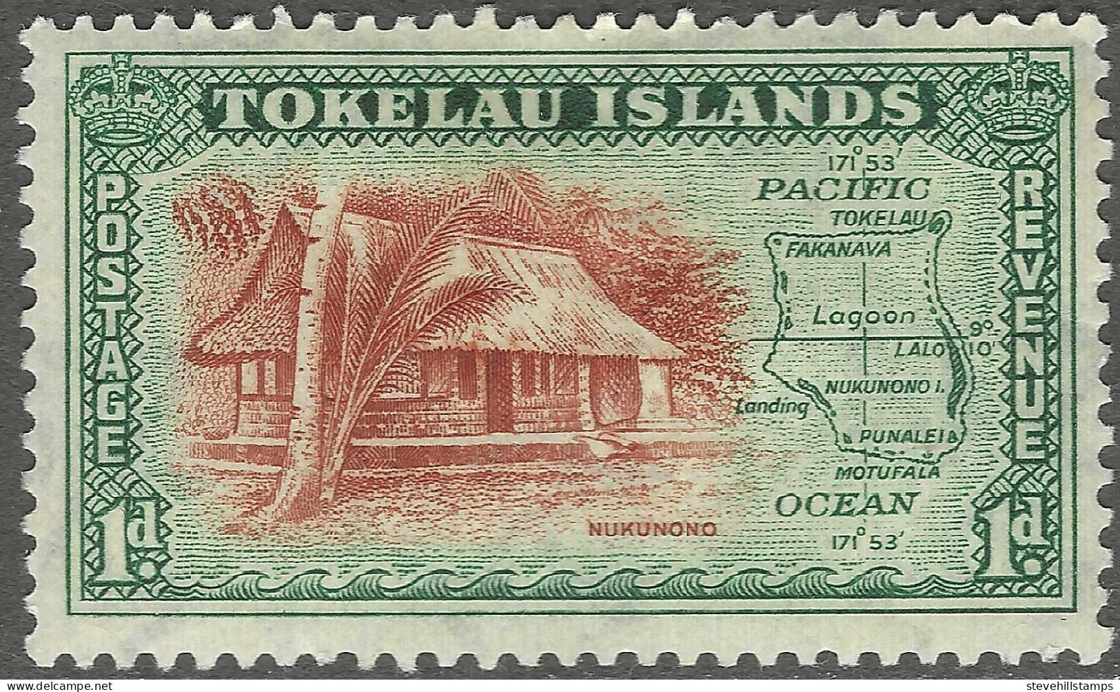 Tokelau Islands. 1948 Definitives 1d MH. SG 2 - Tokelau