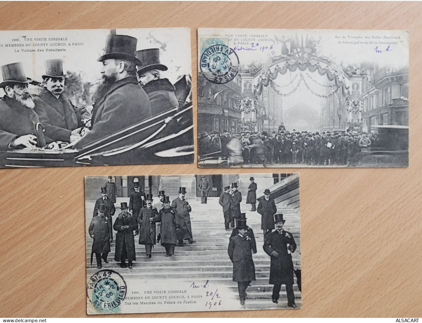 Visite En France Du County Council à Paris 1906, Pendant L'entente Cordiale , Royaume- Uni, 3 Cartes - Evenementen