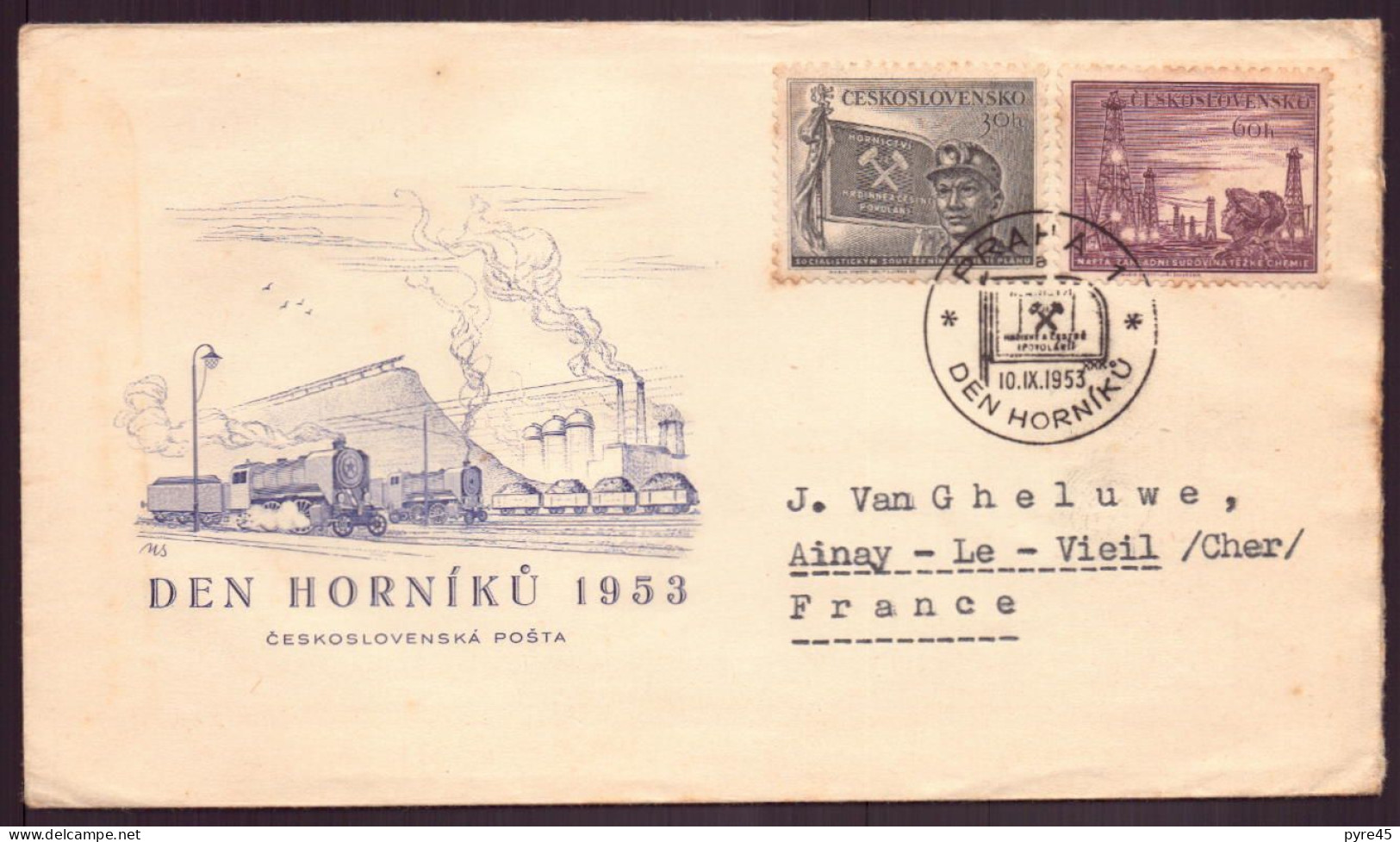 Tchécoslovaquie, Enveloppe Du 10 Novembre 1953 De Prague Pour Ainay Le Vieil - Autres & Non Classés