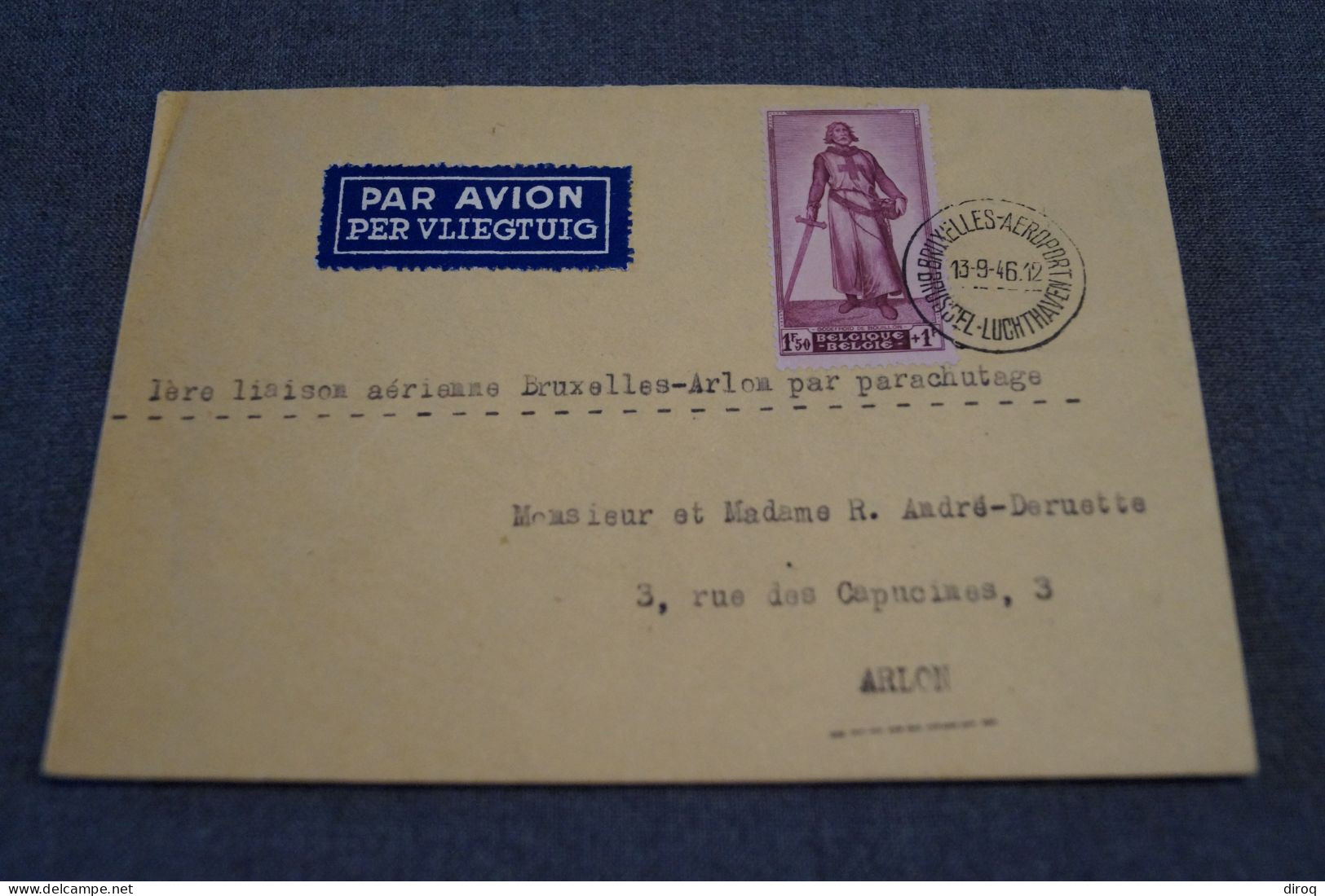 Superbe Envoi Par Parachutage,1946,Bruxelles - Arlon, Pour Collection - Covers & Documents