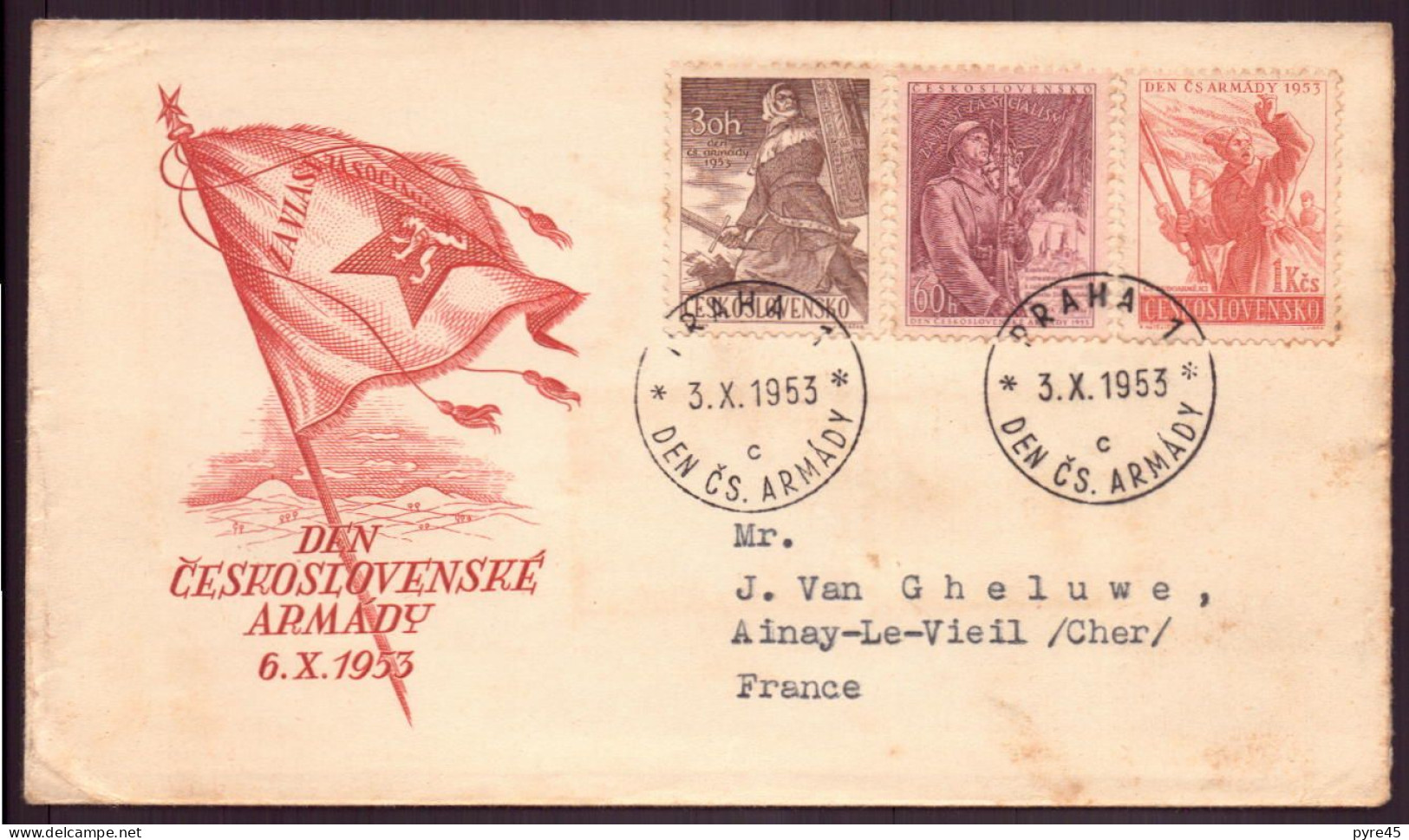 Tchécoslovaquie, Enveloppe  Du 3 Octobre 1953 De Prague Pour Ainay Le Vieil - Other & Unclassified