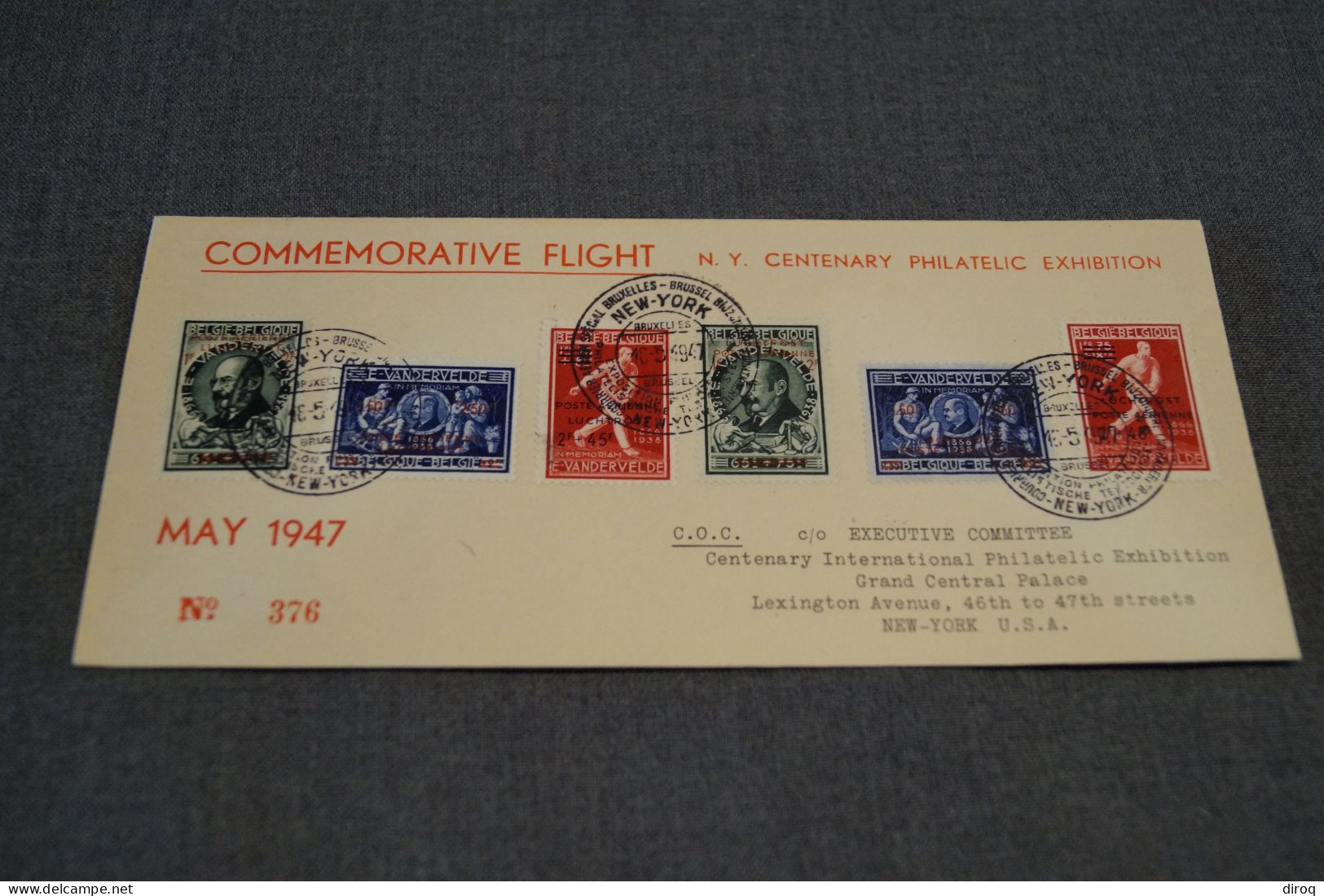 Superbe Envoi 1947,commémorative Flight Belgique - USA,poste Aérienne, Pour Collection - Storia Postale