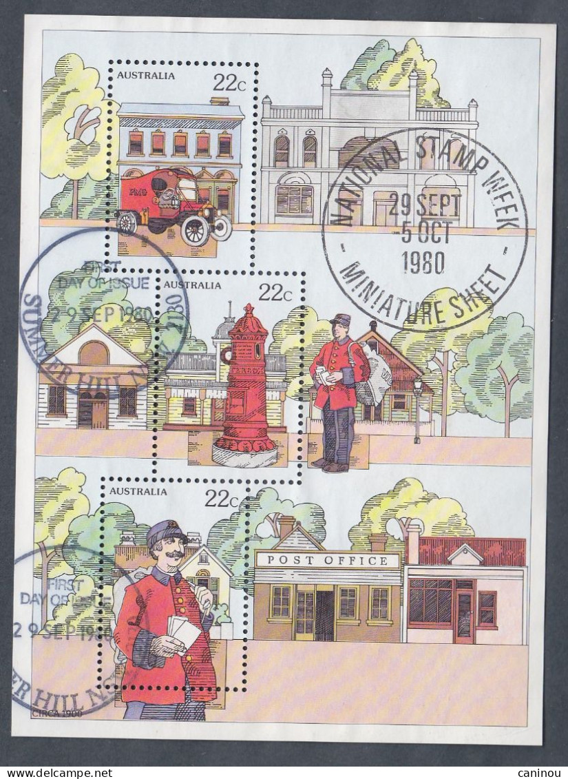 AUSTRALIE BLOC-FEUILLET Y&T 7 SEMAINE TIMBRE FACTEUR 1980 OBLITERE 1er JOUR FDC - Blokken & Velletjes