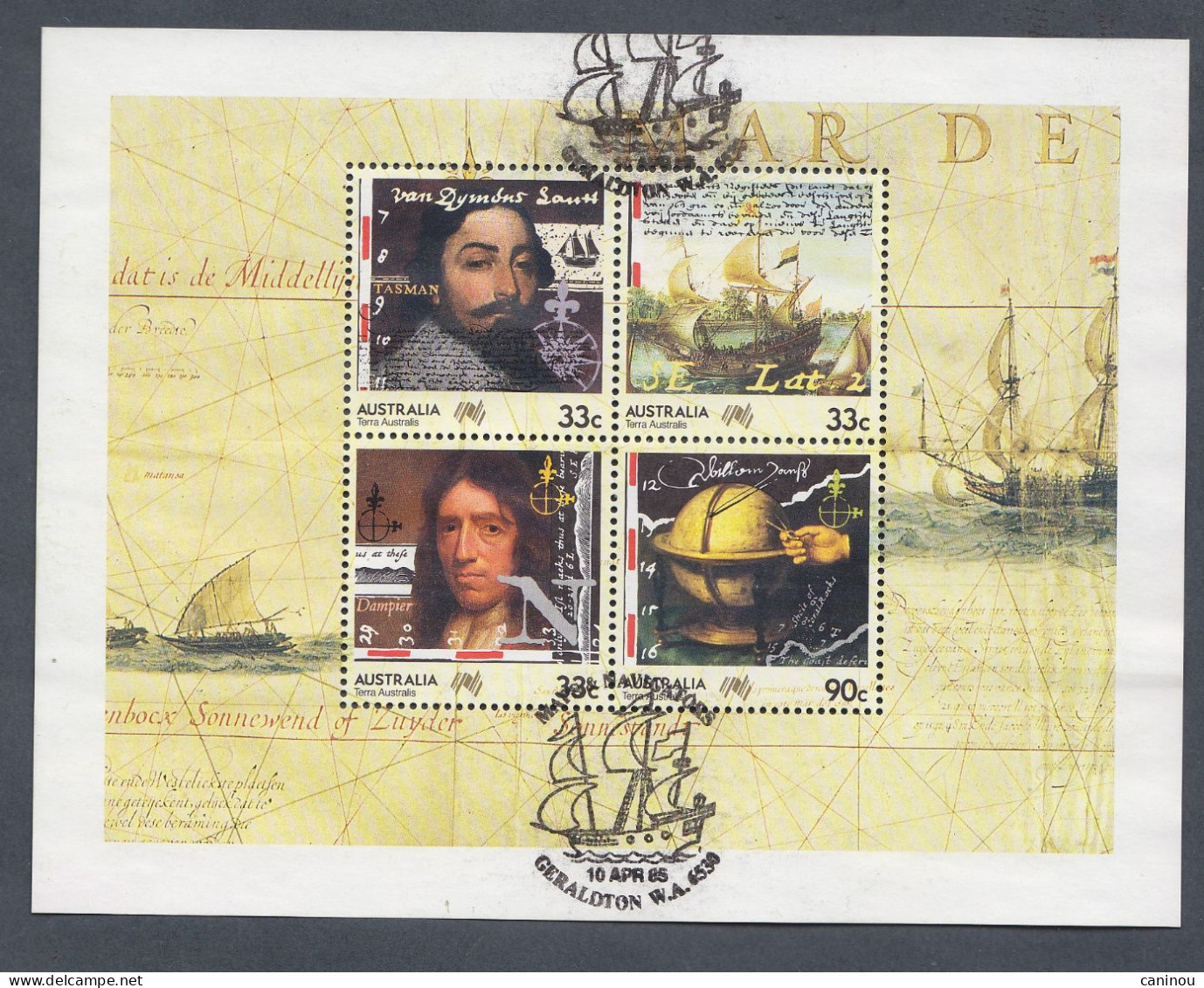 AUSTRALIE BLOC-FEUILLET Y&T 10 COLONISATION NAVIRES 1985 OBLITERE 1er JOUR FDC - Blocks & Sheetlets