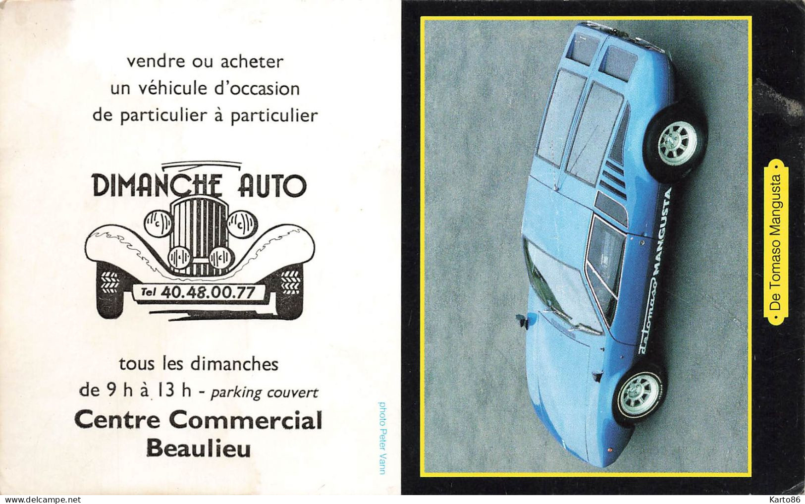 Petit Calendrier Ancien 1989 Publicitaire " Dimanche Auto Beaulieu Nantes - Automobile De Tomaso Mangusta * Calendar - Small : 1981-90