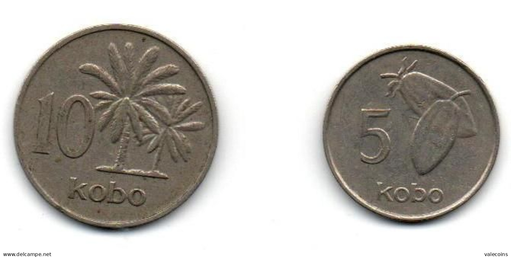 NIGERIA - 5 Kobo KM# 9.1 - 1974 + 10 Kobo KM# 10.1 - 1973 - 2 Coins - Nigeria