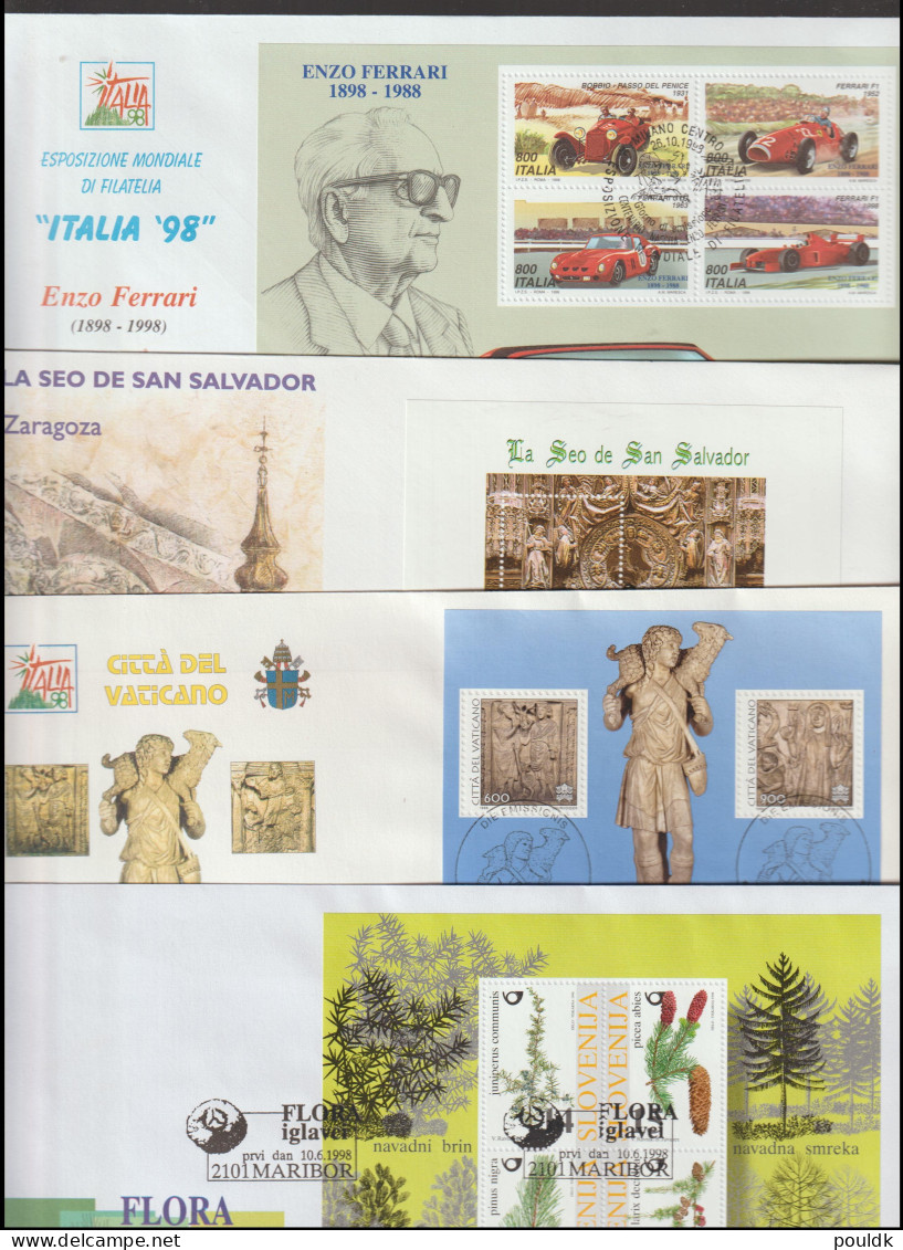 Souvenir sheets on 59 covers, mostly larger FDC. Postal weight approx 0,750 kg. Please read Sales 