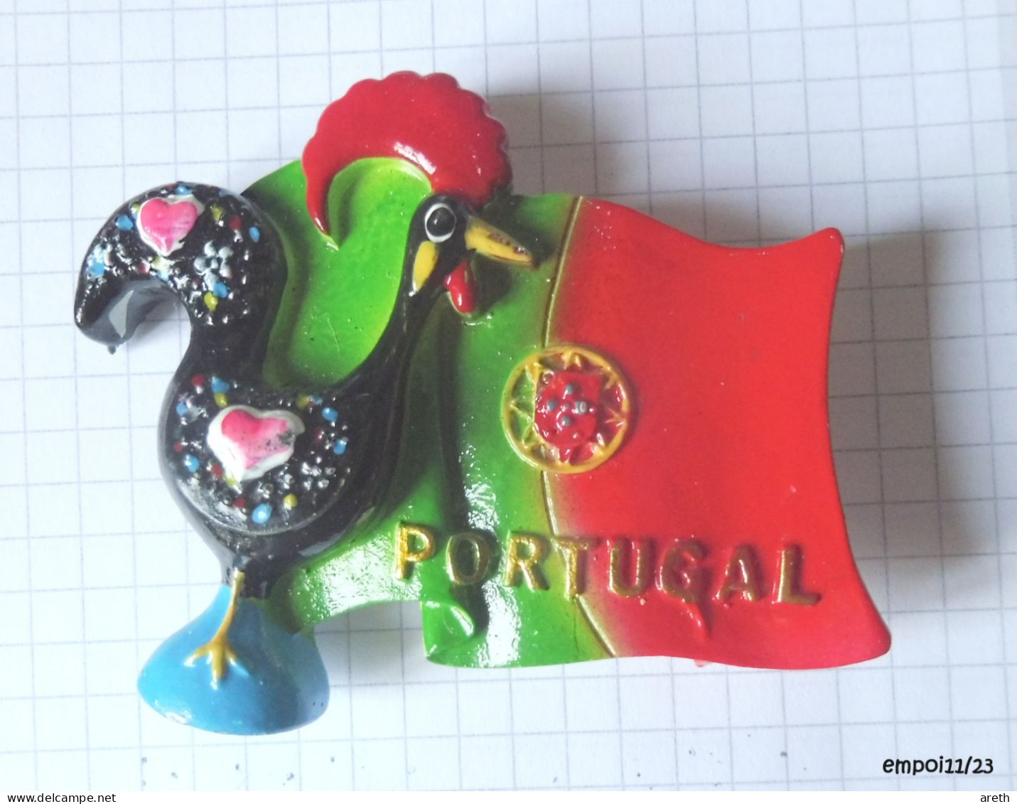 Magnet En Relief : P0RTUGAL - Coq, Drapeau - Tourismus