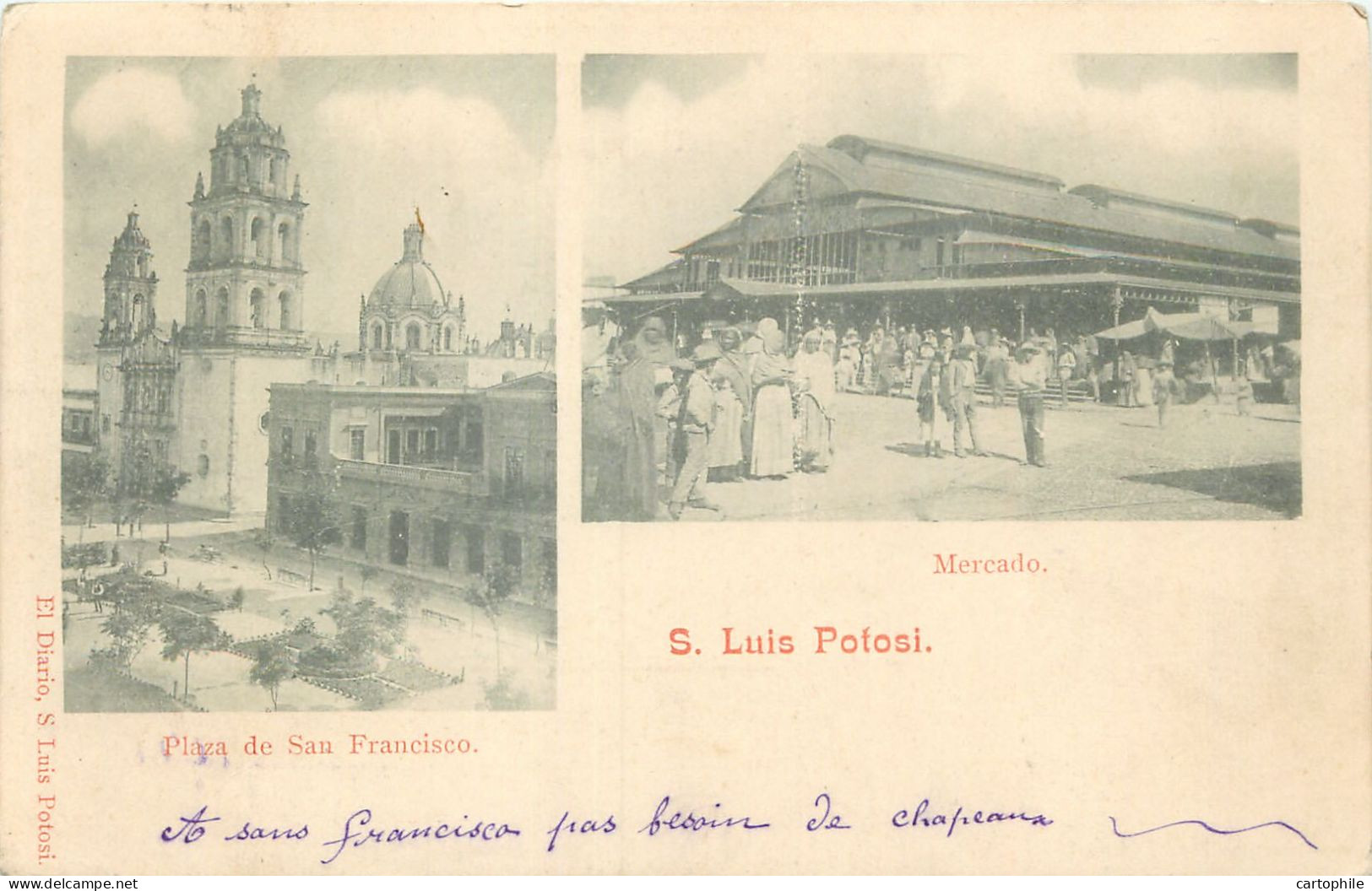 Mexico - San Luis Potosi - Mercado Y Plaza San Francisco 1903 - Raro - Mexique