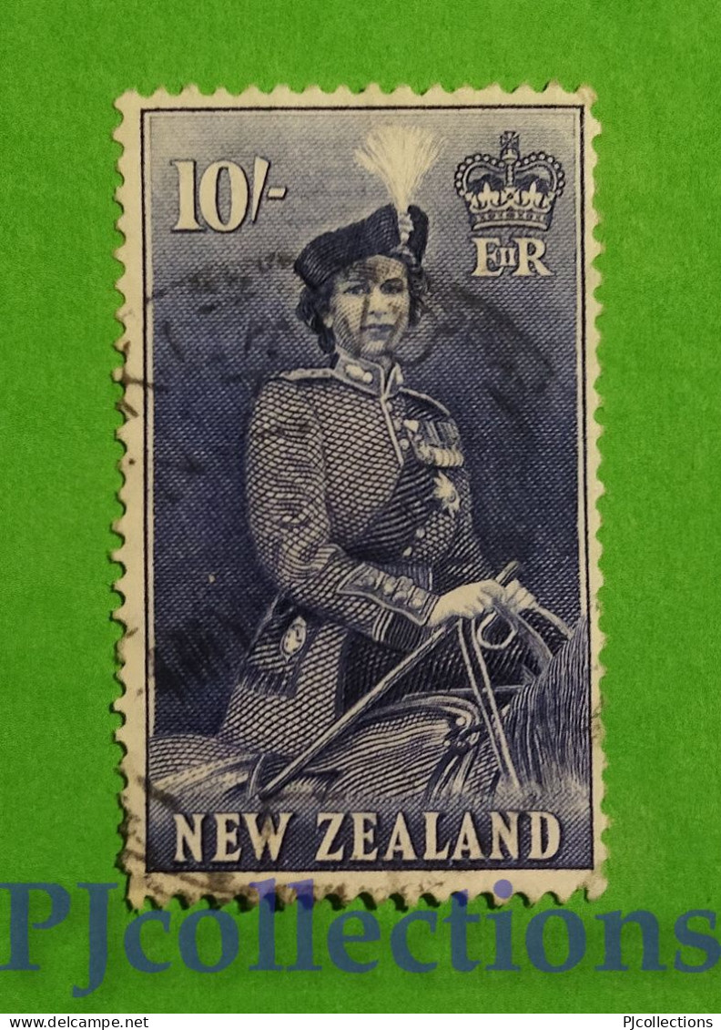 S758- NEW ZEALAND 1953/57 QUEEN ELIZABETH II 10sh USATO - USED - Usados