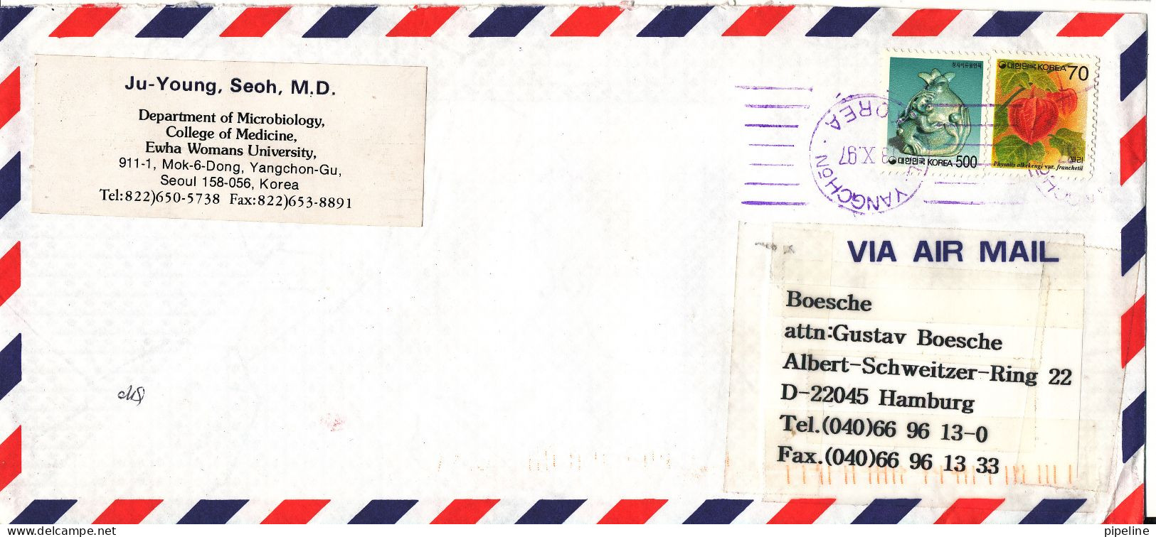 Korea South Air Mail Cover Sent To Germany 18-10-1997 - Corée Du Sud