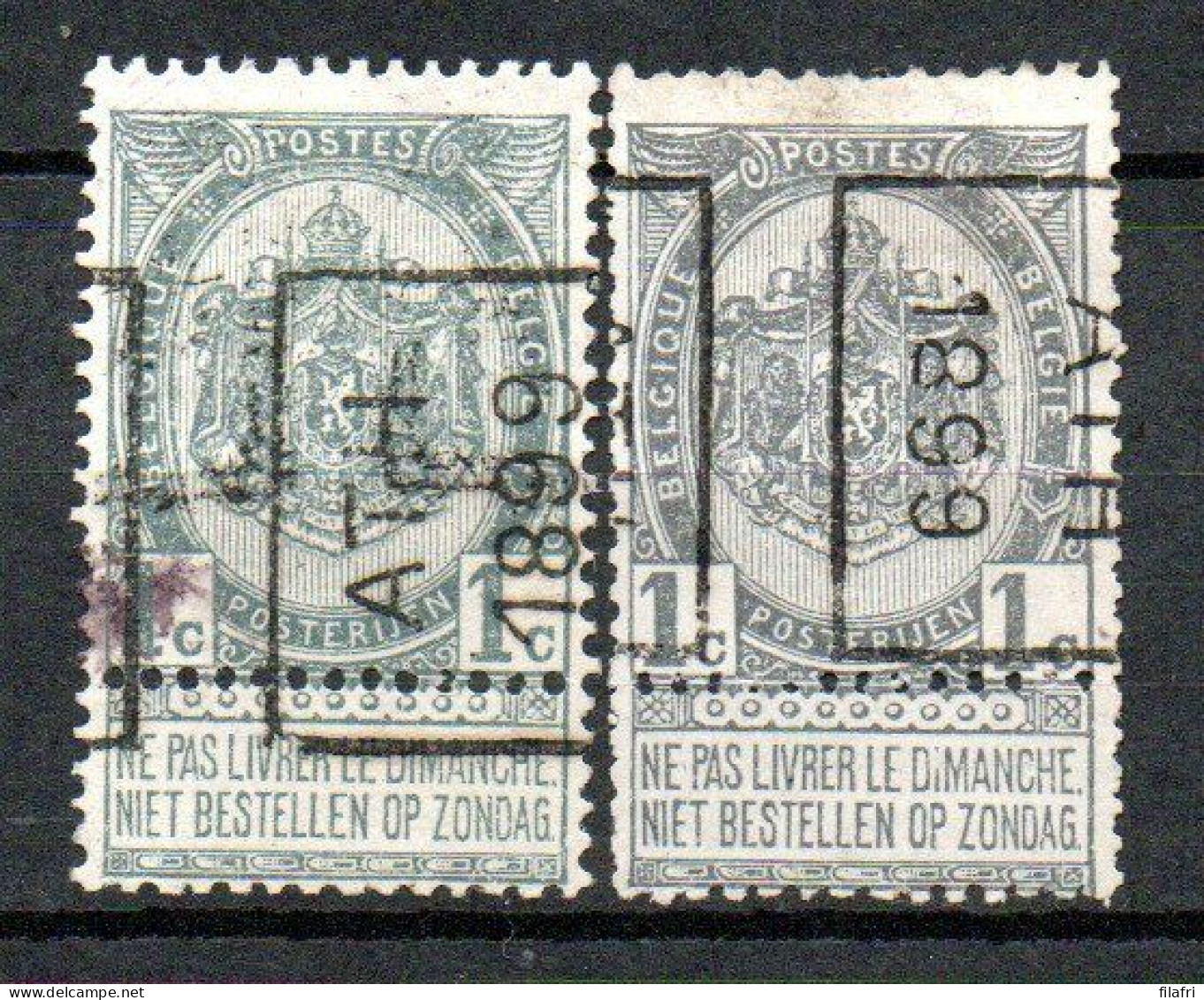 208 Voorafstempeling Op Nr 53 - ATH 1899 - Positie A & B - Rolstempels 1894-99