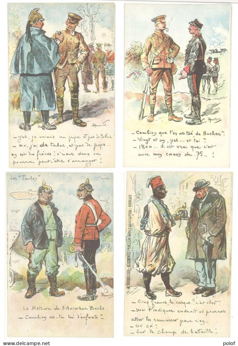 HENRIOT - Lot De 4 CPA - Scènes Militaires - Humour    (6) - Henriot